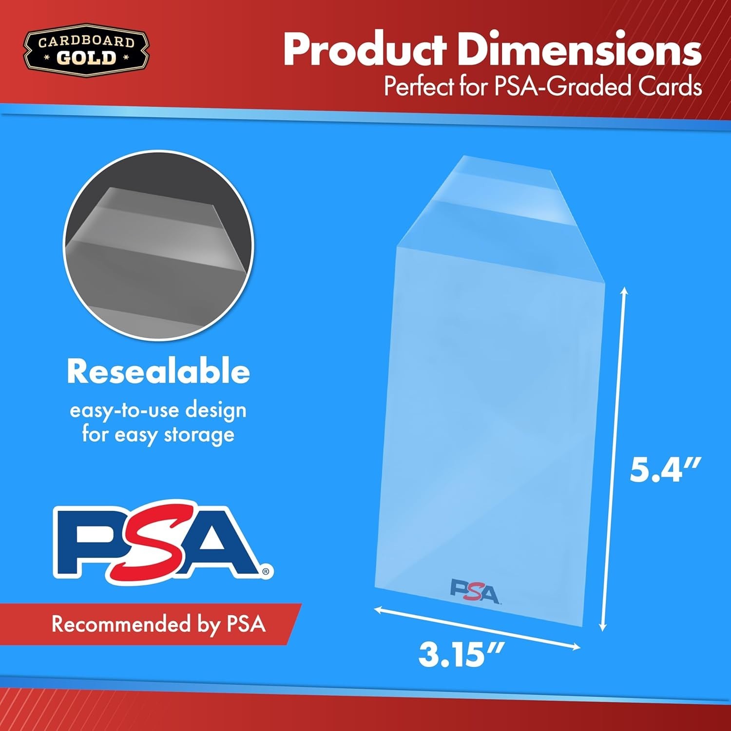 PSA Graded Card Sleeves – 50-Pack Resealable Slab Protectors for Sports Cards