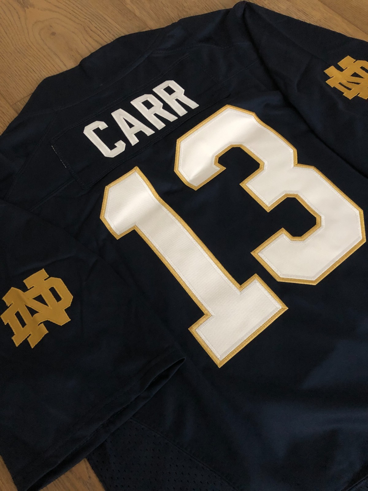 CJ Carr Notre Dame Fighting Irish NCAA 2026 Football Jersey navy blue men’s size