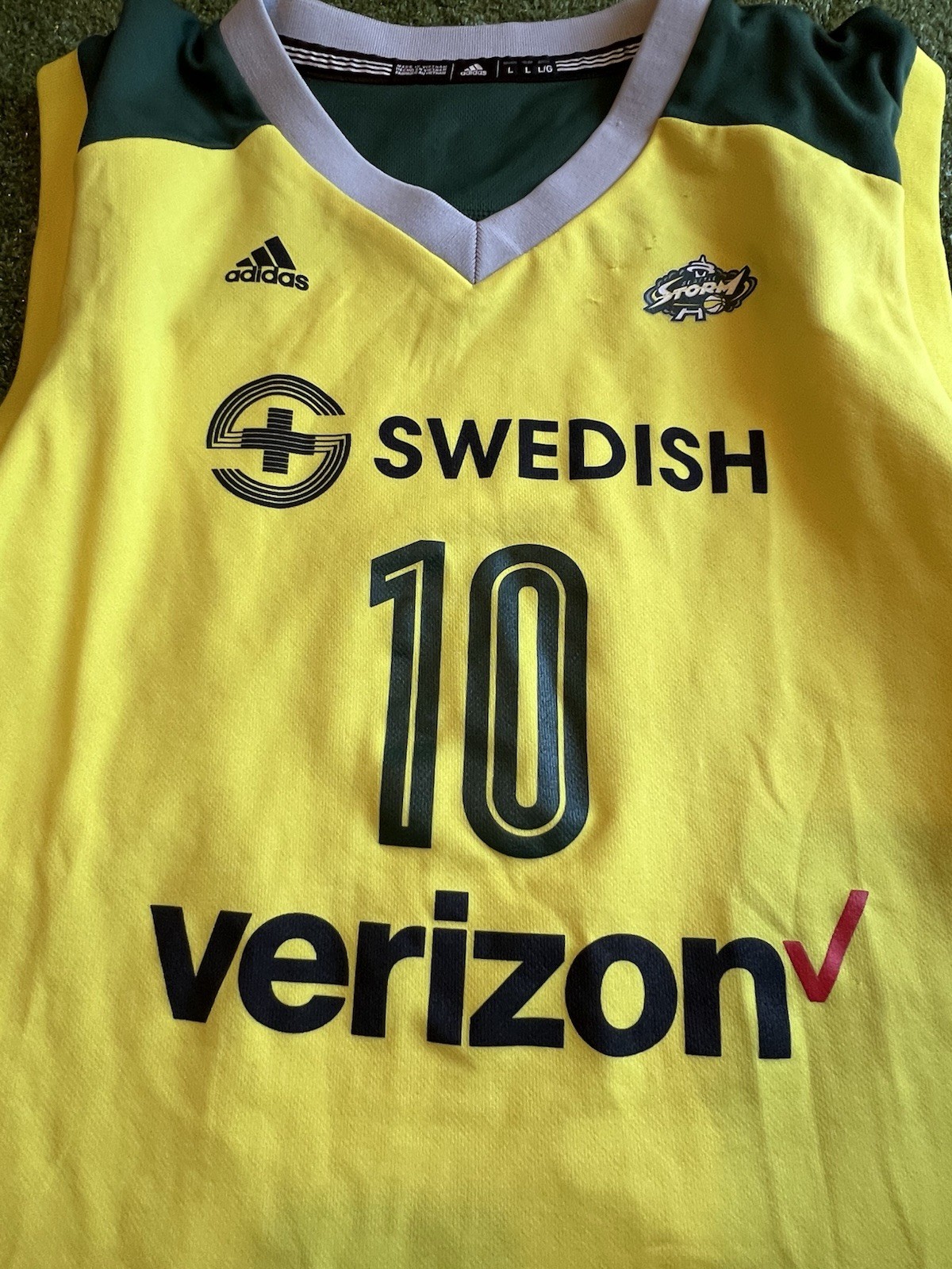 Seattle Storm Jersey Women’s Large Yellow Green Sue Bird #10 Rookie Adidas