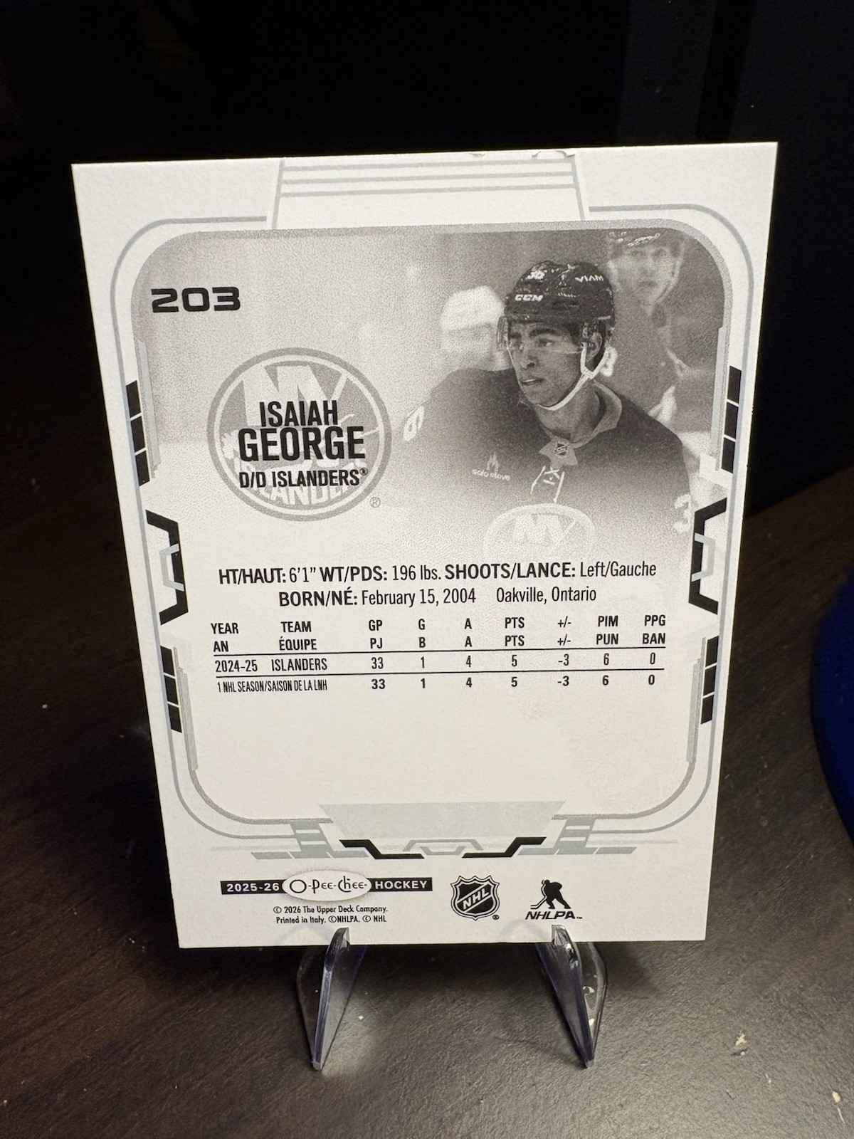 Upper Deck Isaiah George Islanders Young Guns/OPC RC 2-Card #711 #203