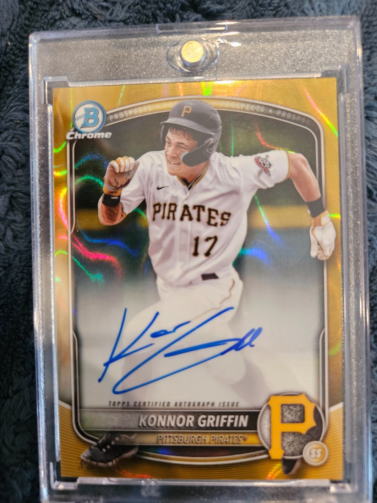 2025 Bowman Chrome Prospect Konnor Griffin Gold Lava Auto /50 – #CPA-KG Pirates