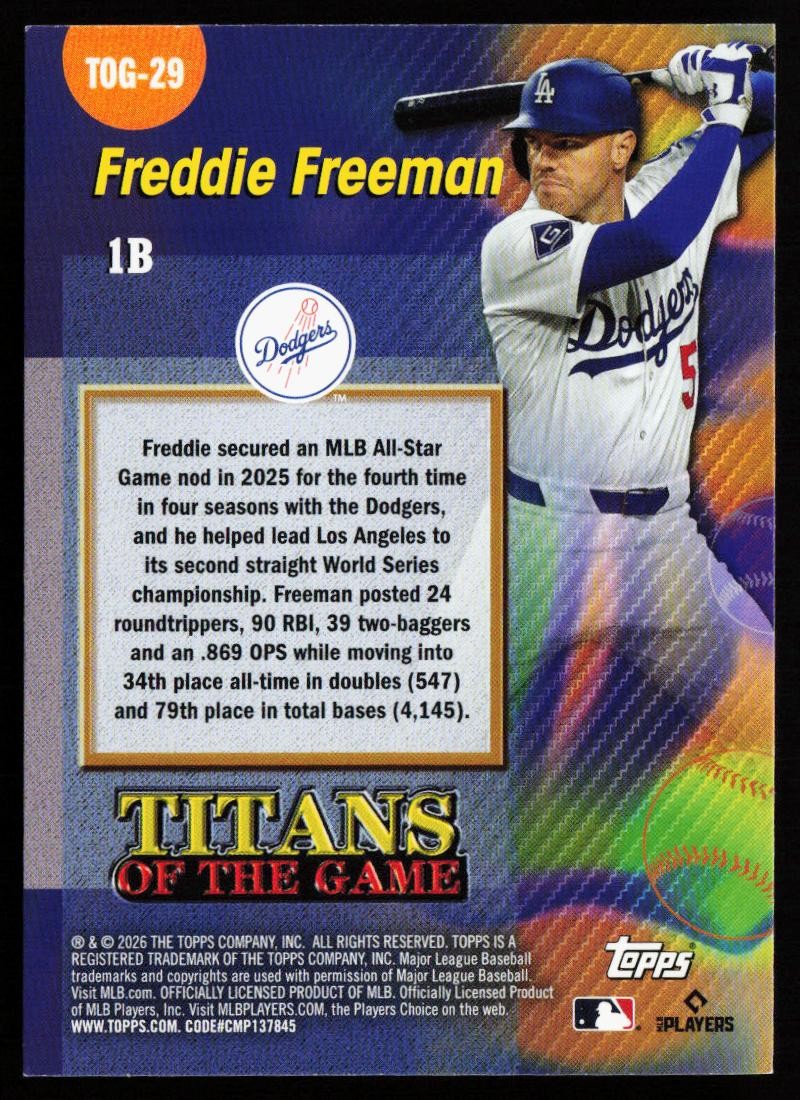 Freddie Freeman 2026 Topps #TOG-29 Titans of the Game Los Angeles Dodgers