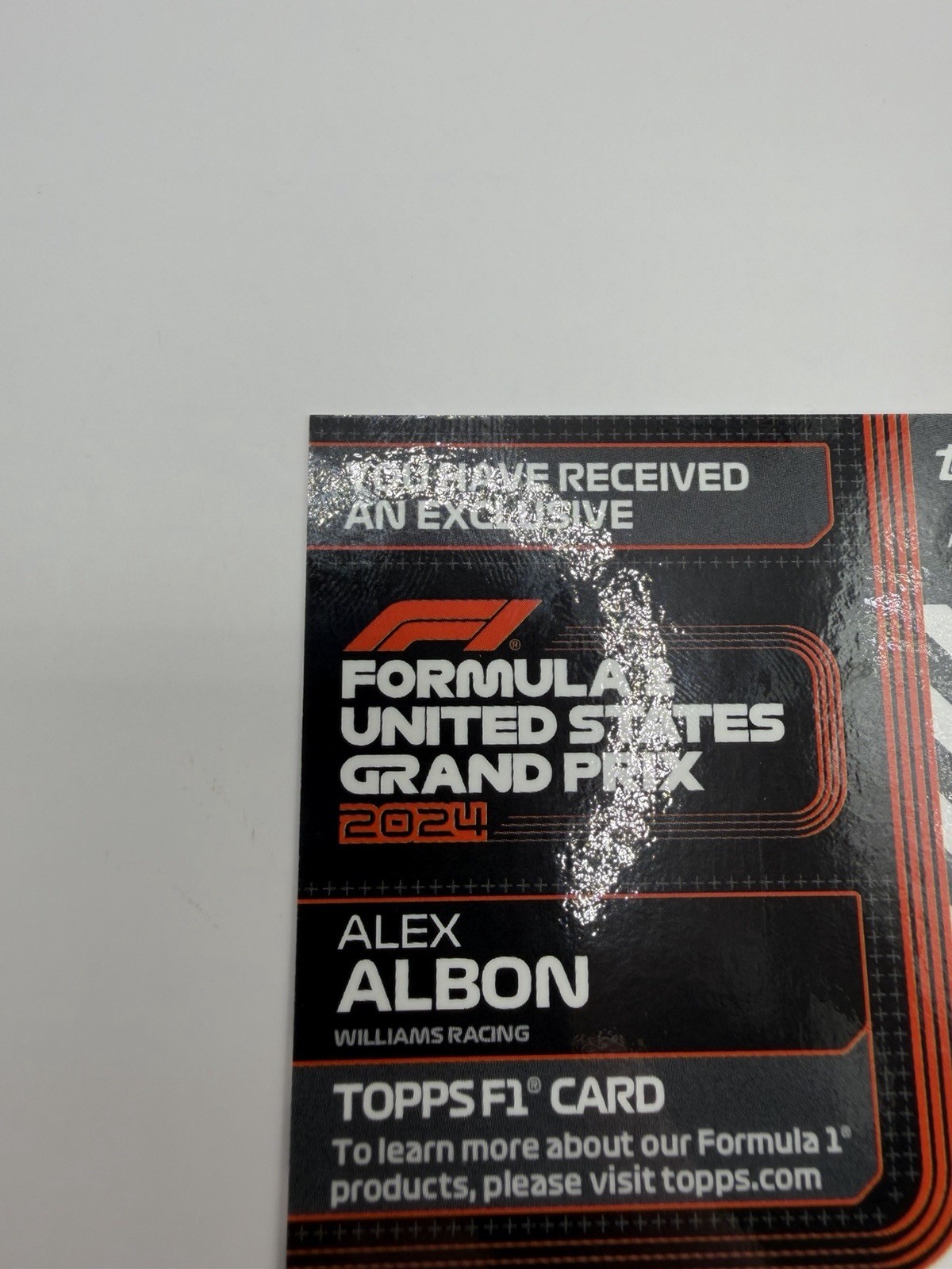 2024 Topps Alex Albon #AUT-13 F1 United States Grand Prix 2024 Exclusive