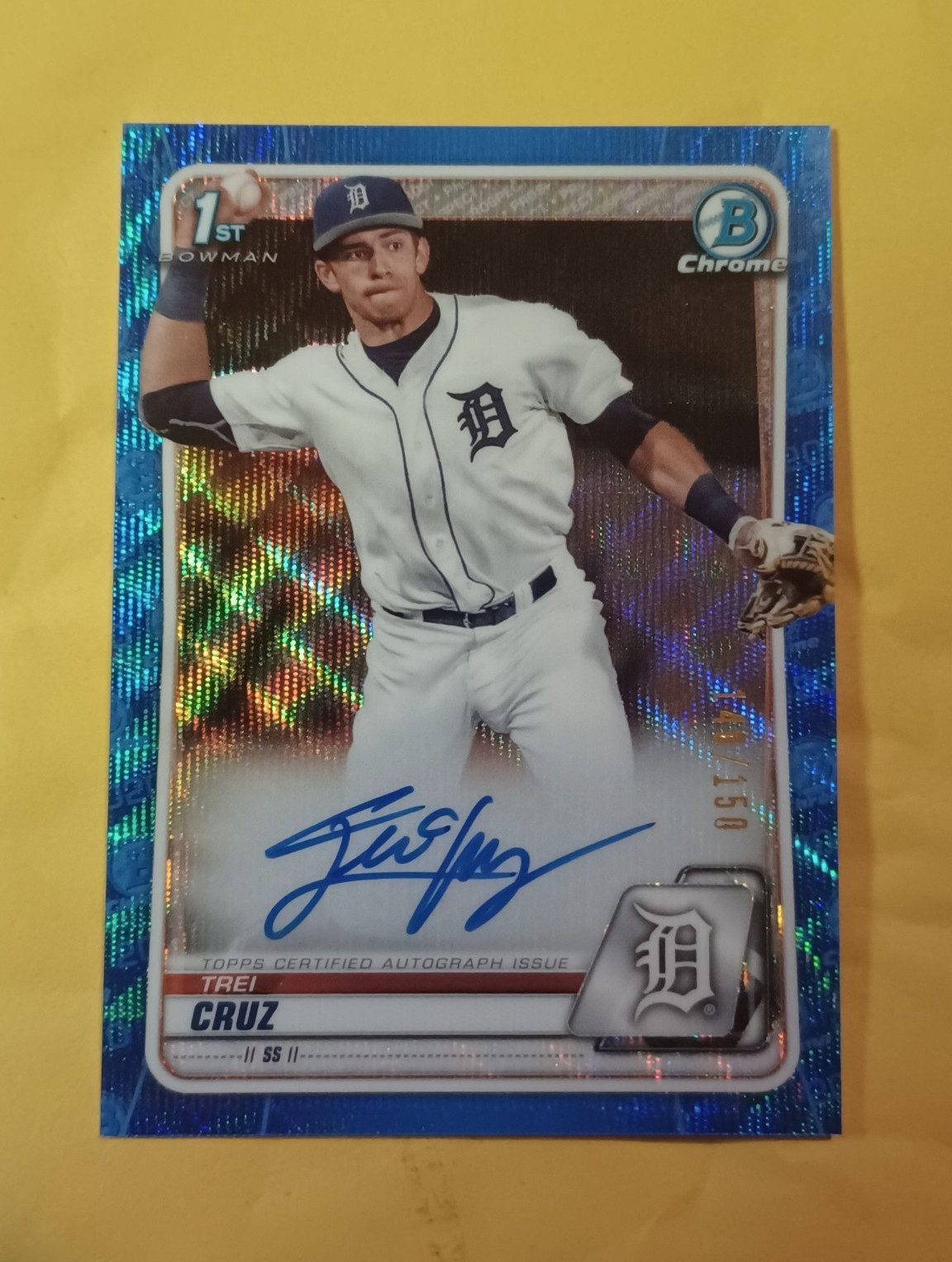 Topps 2020 Bowman Draft Trei Cruz Detroit Tigers 1st Bowman Auto /150 CDA-TC