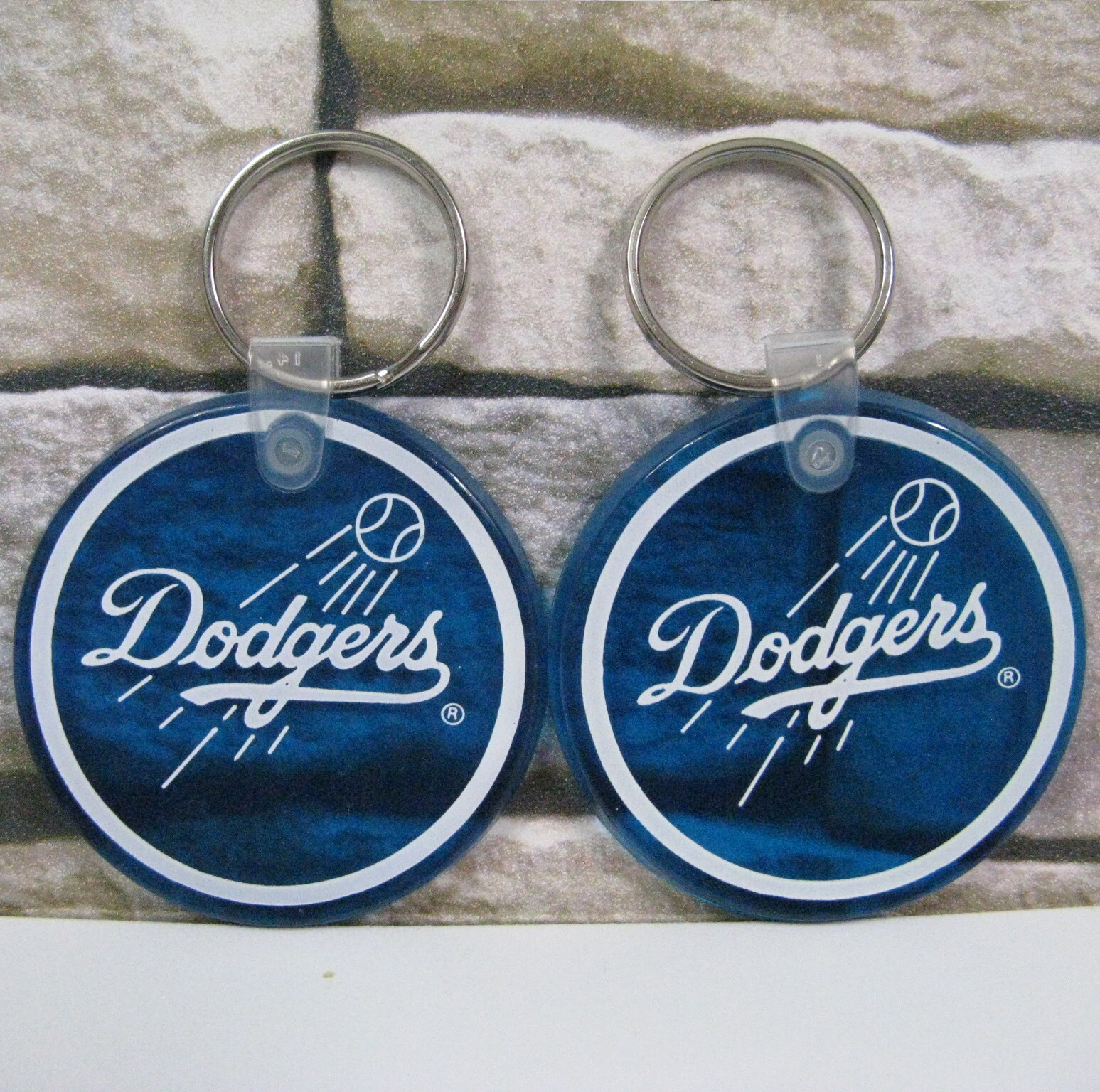 Los Angeles Dodgers Baseball 2 Vintage Keychains Transparent Blue Rubber Vinyl