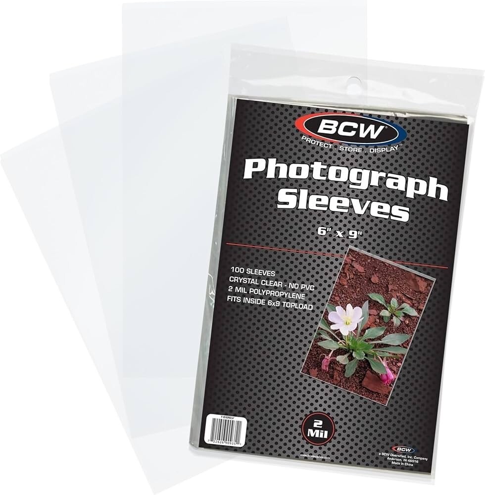 100X BCW 6×9 Photo Sleeves Holder Clear Polypropylene 2mil Acid Free