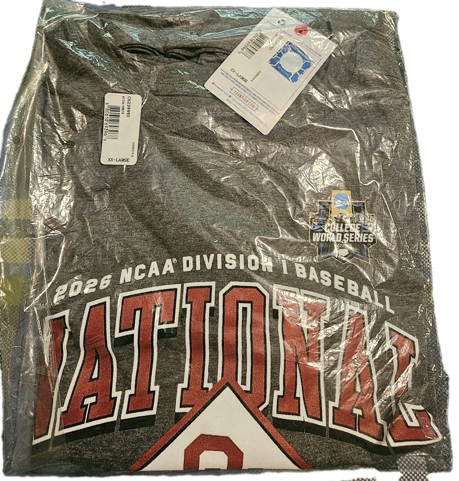 Oklahoma Sooners 2026 NCAA Baseball College World Series Champs T-Shirt 2XL NWT