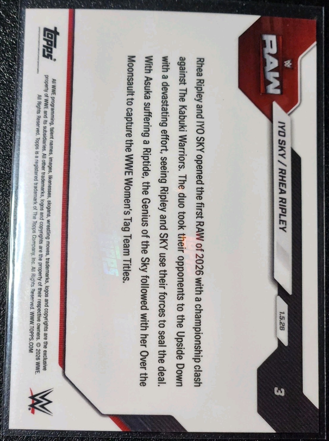 2026 Topps Now WWE #3 Rhea Ripley & Iyo Sky Raw