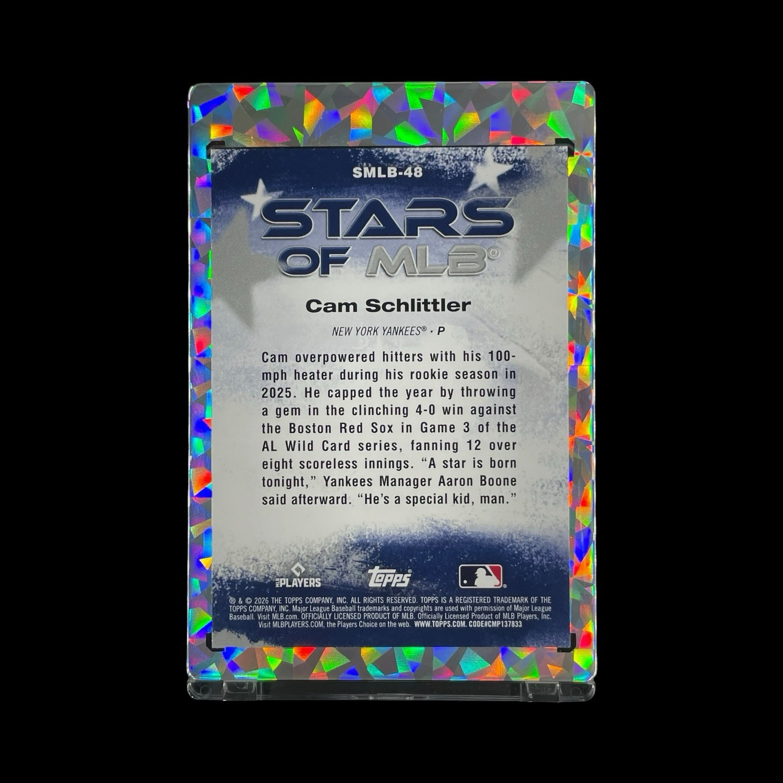 CAM SCHLITTLER ROOKIE RAINBOW FOIL 2026 Topps Stars of MLB RC Insert – Yankees