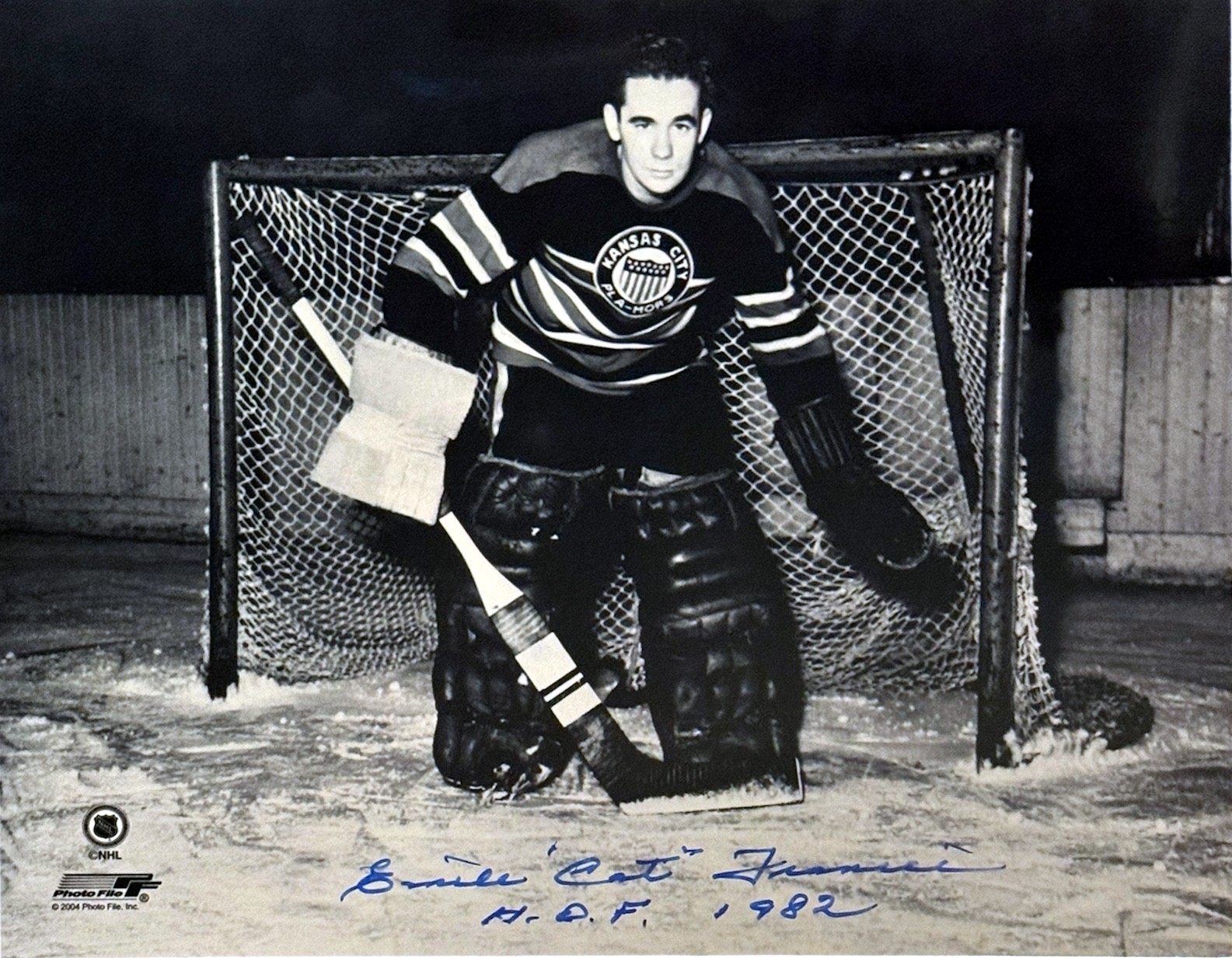 EMILE “CAT” FRANCIS AUTOGRAPHED 8X10 PHOTO Kansas City PLA-MORS