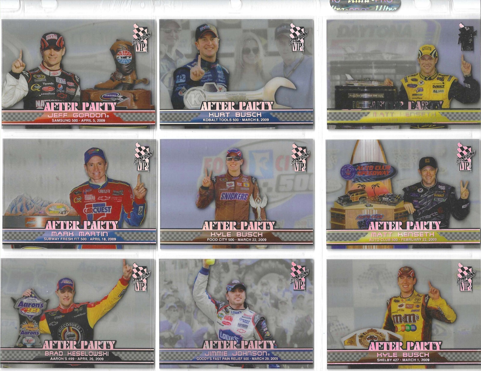 2009 VIP-AFTER PARTY TRANSPARENT-#AP 7 Jeff Gordon (Texas) BV$6!–1 CARD ONLY!