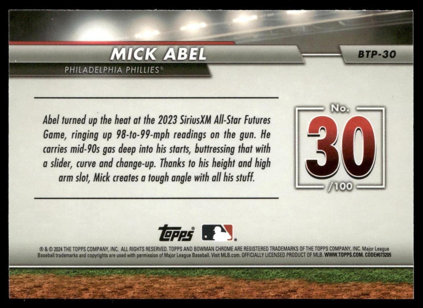 2024 Bowman #BTP-30 Mick Abel Bowman Scouts’ Top 100