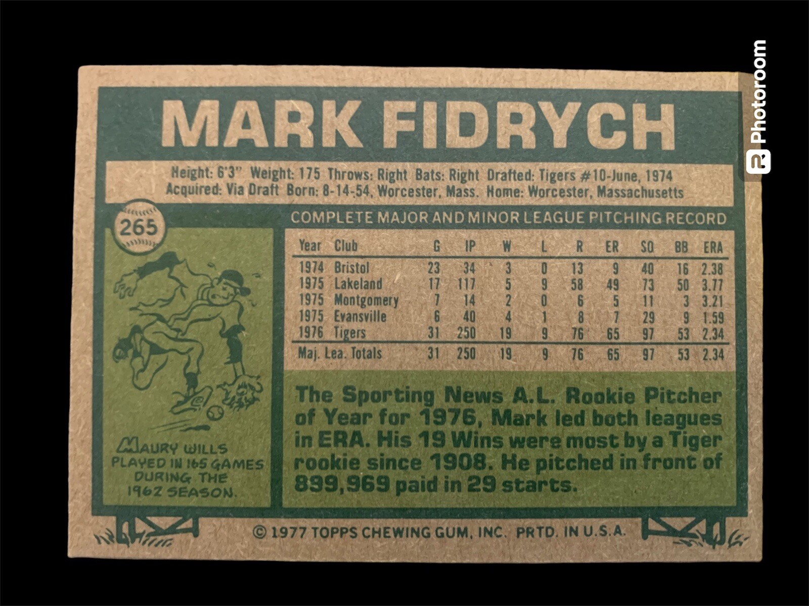 1977 Topps – #265 Mark Fidrych Rookie Card – Near Mint