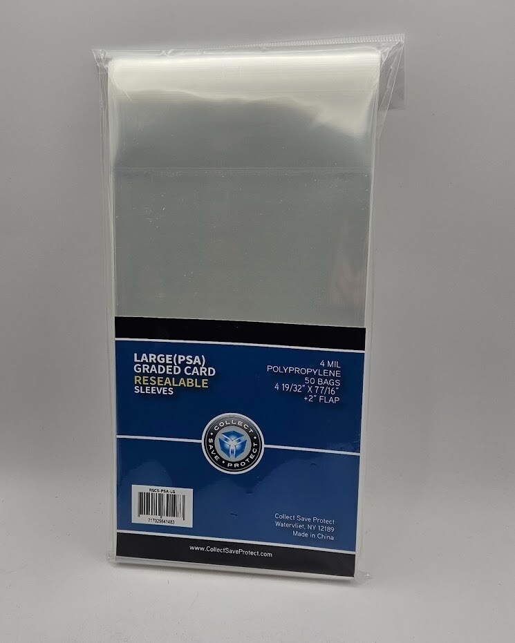 (50-Pack) CSP Large Slab Size PSA Graded Card Sleeves Resealable 4 Mil Poly