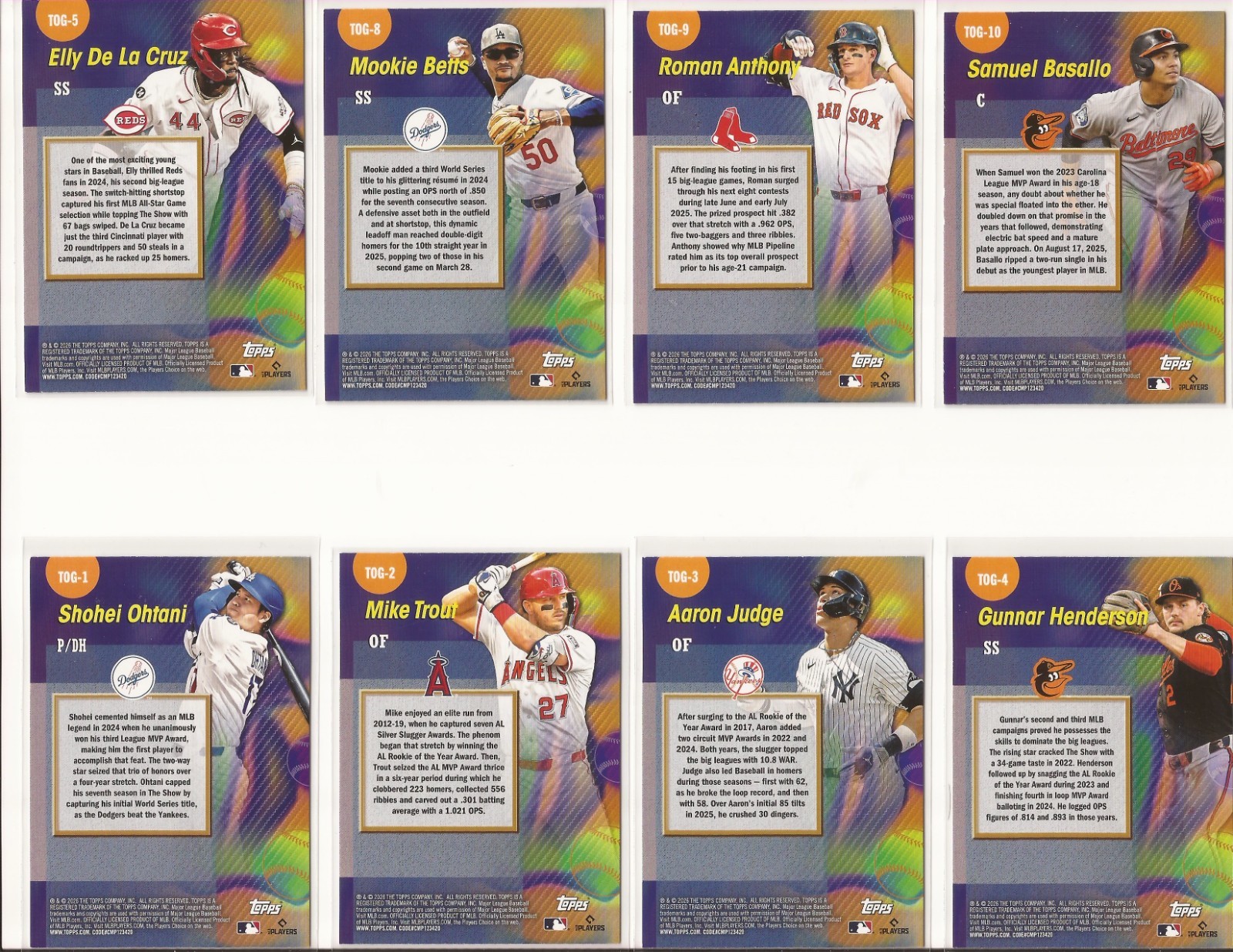 2026 topps series 1 – Titans Of The Game Insert #TOG-1 – 19 You Pick (RC)