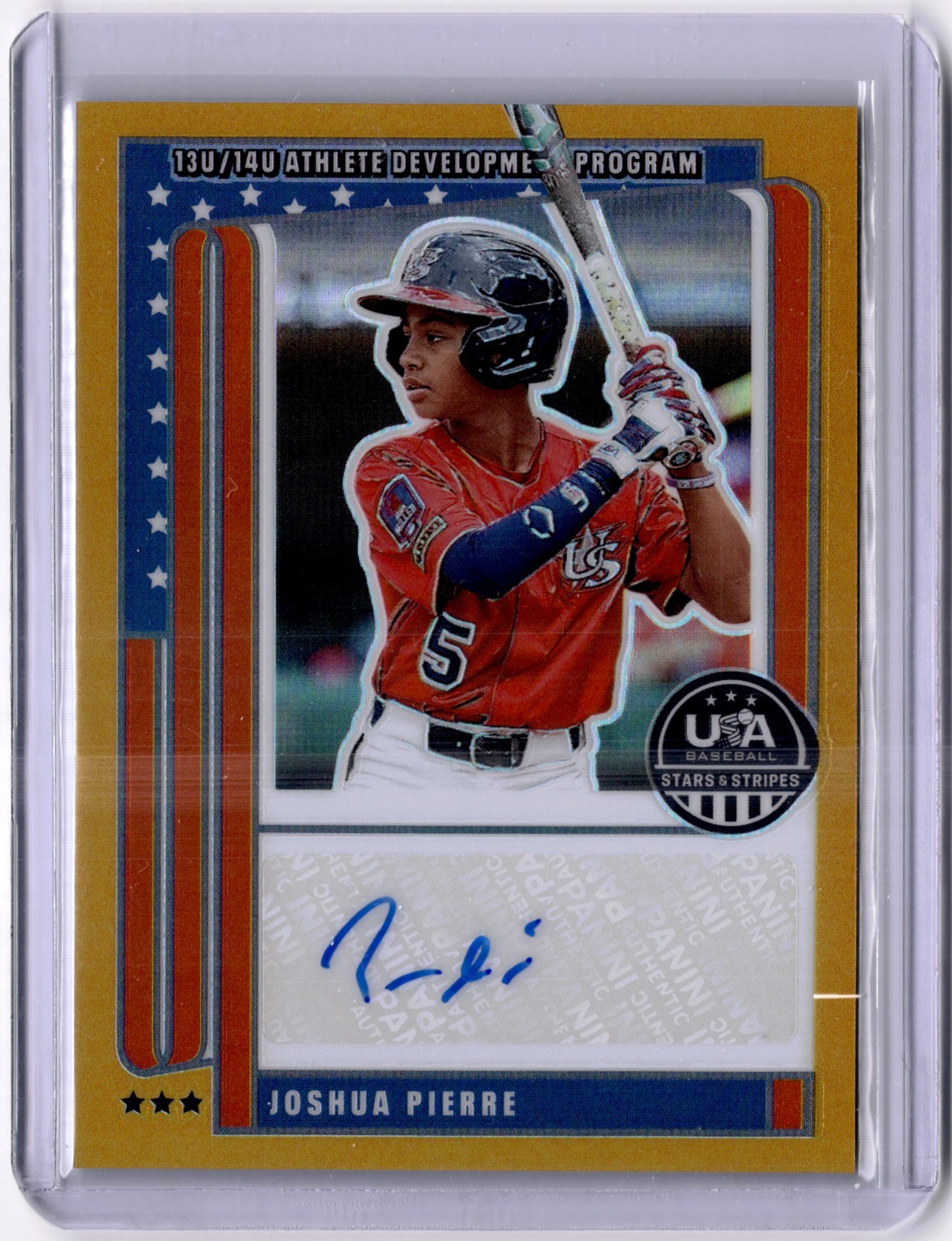 Joshua Pierre 2026 Panini Stars & Stripes USA Gold Auto USA #10/10