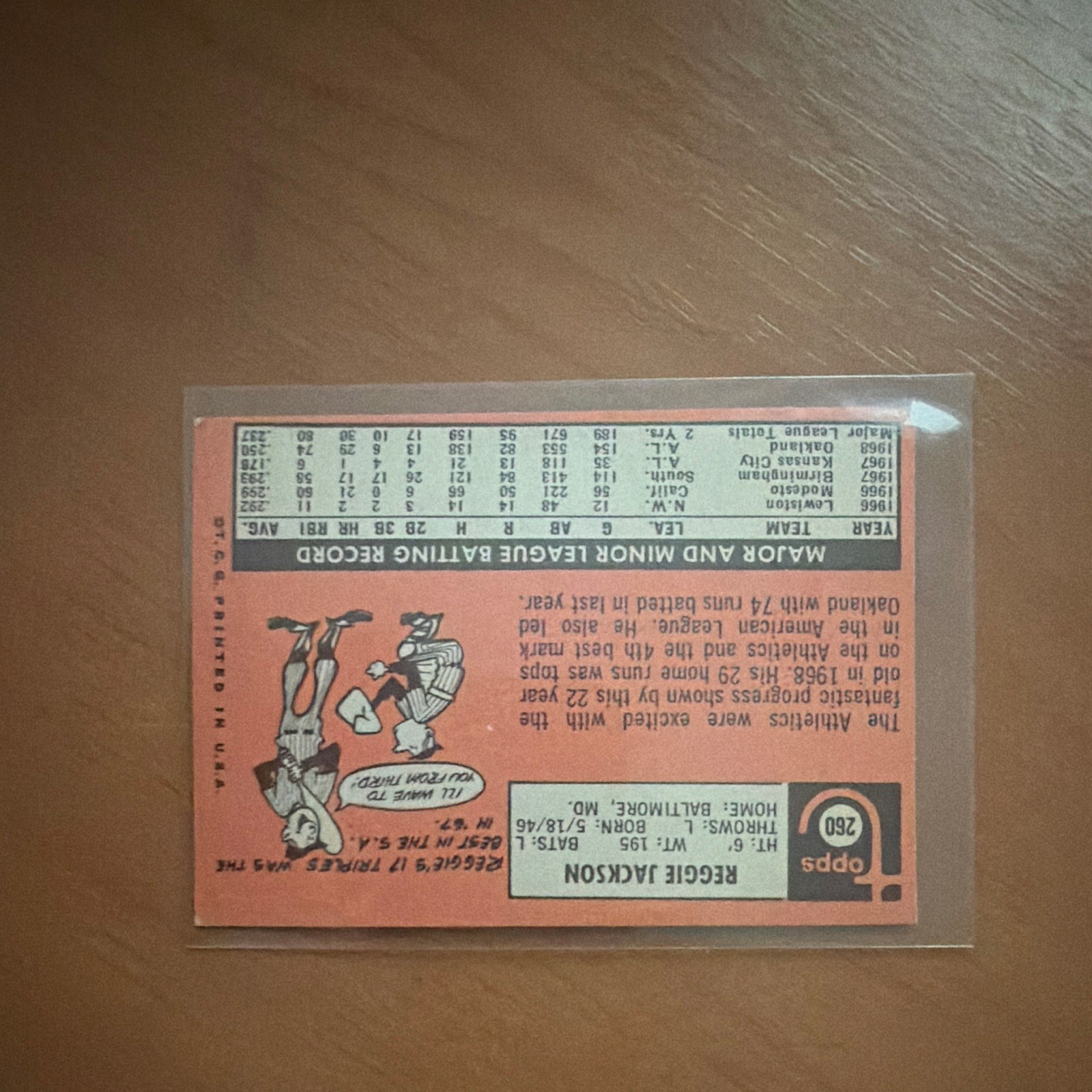 Topps 1969 Topps Reggie Jackson Rookie Base #260 Oakland Athletics Card