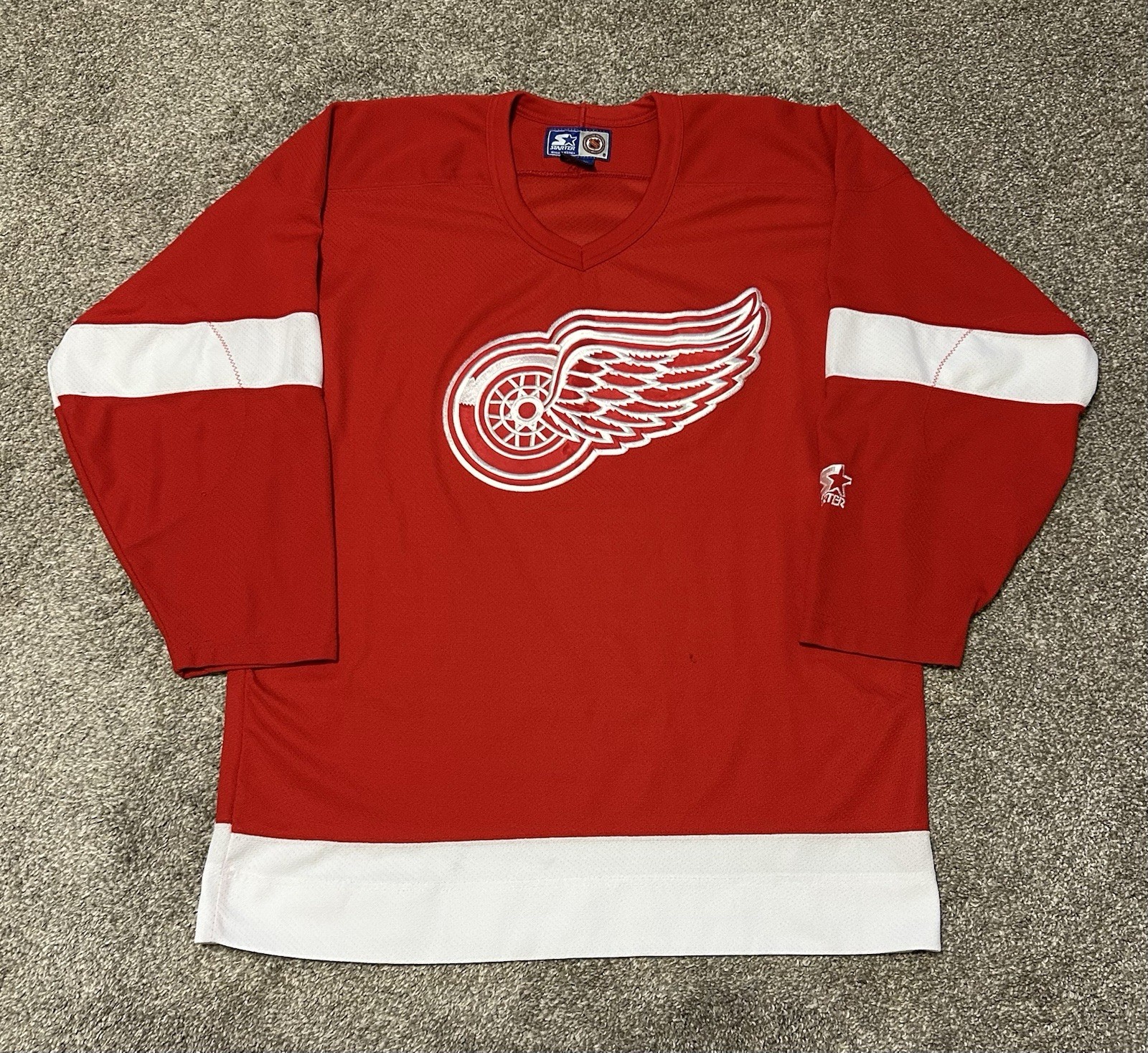 Vintage Detroit Red Wings Jersey Mens Size M Red 90s Starter Western Conference