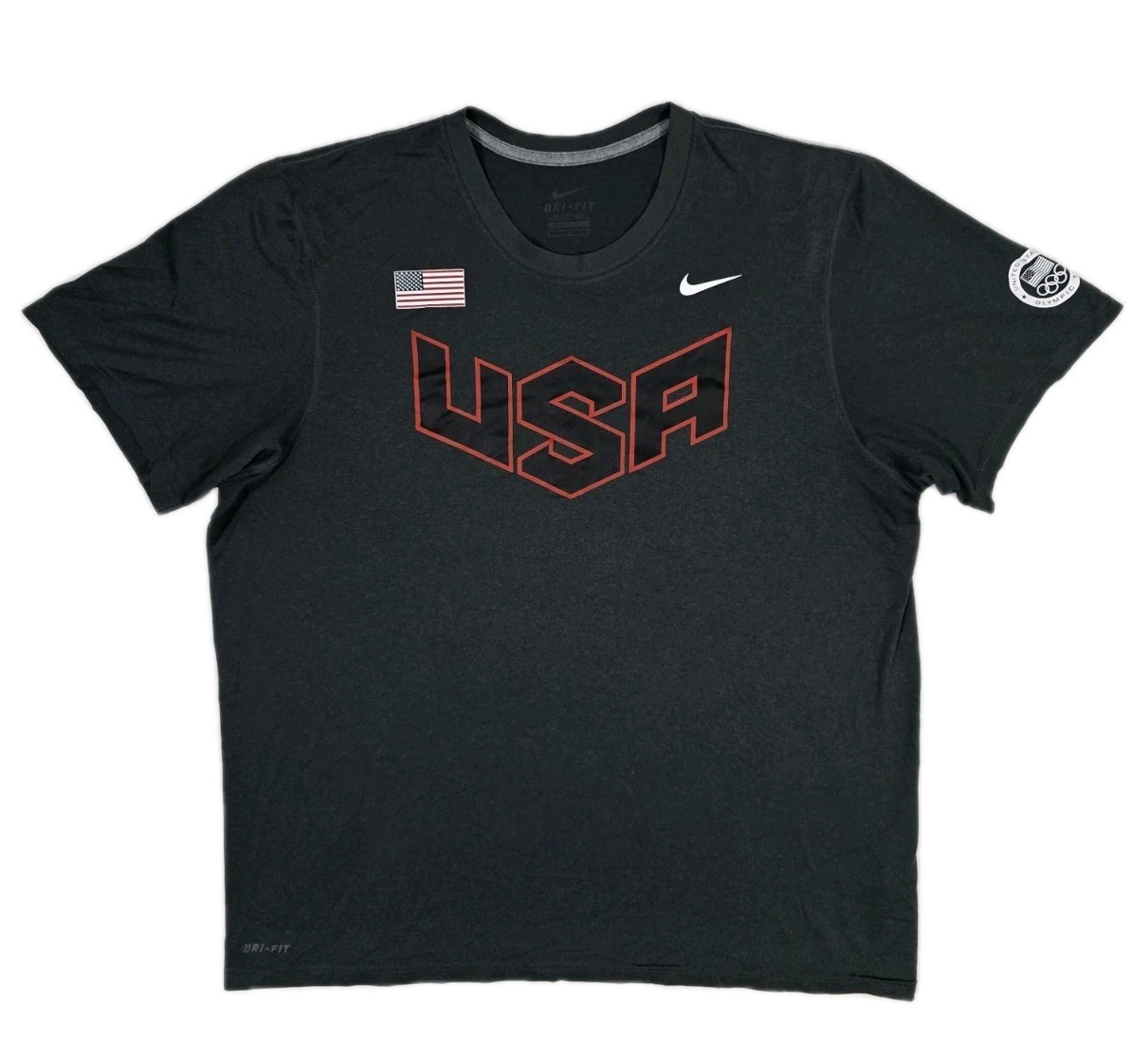 Nike Dri-Fit TEAM USA United States Olympic Team Gray Short Sleeve T-Shirt Men L