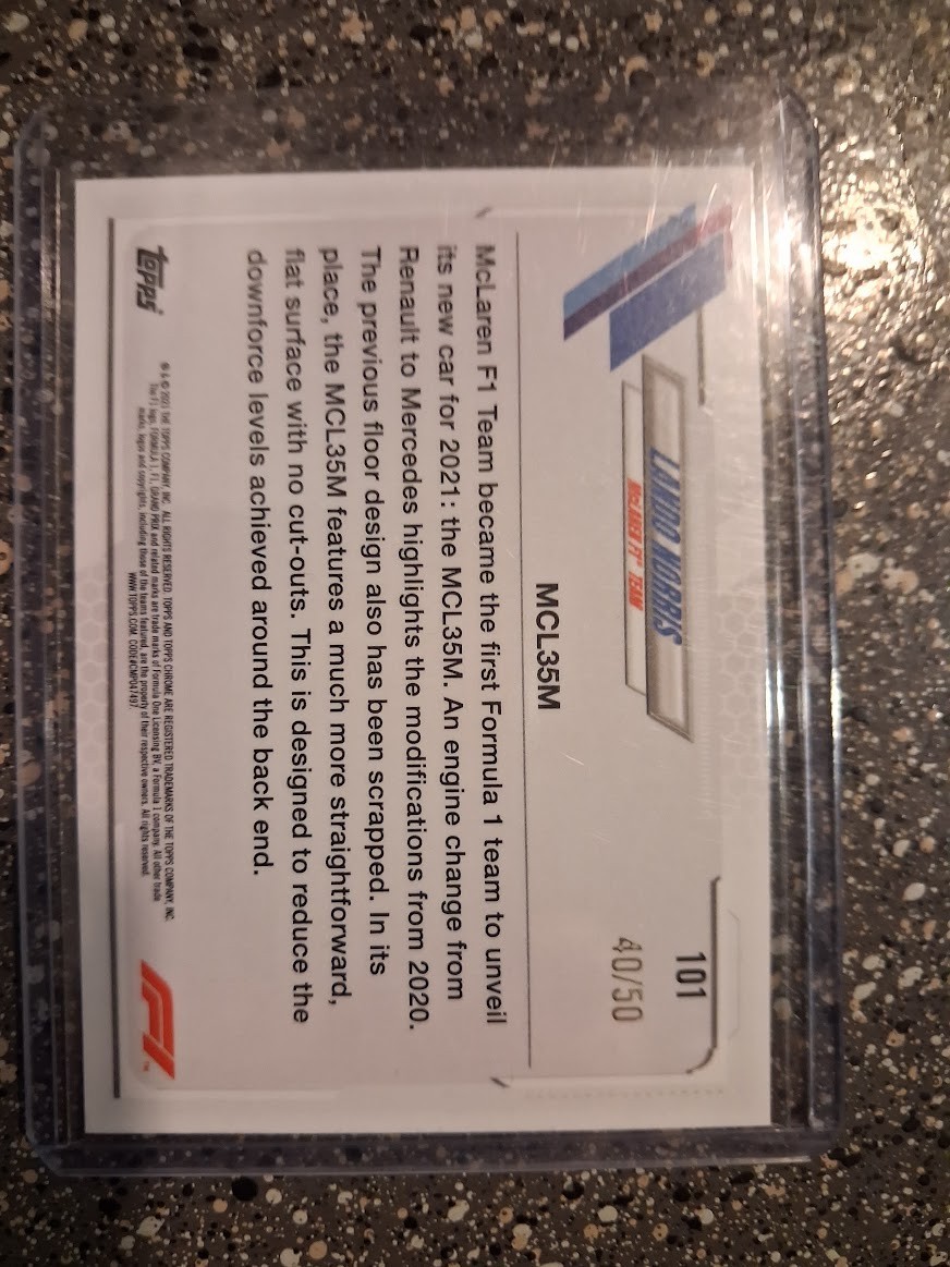 2021 Topps Chrome Formula 1 – #101 Lando Norris – Gold Refractor /50