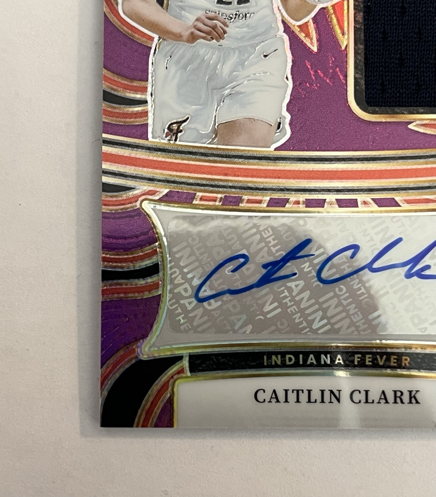 2025 Panini Select WNBA Autographed Memorabilia Caitlin Clark AM-CC Purple 43/99