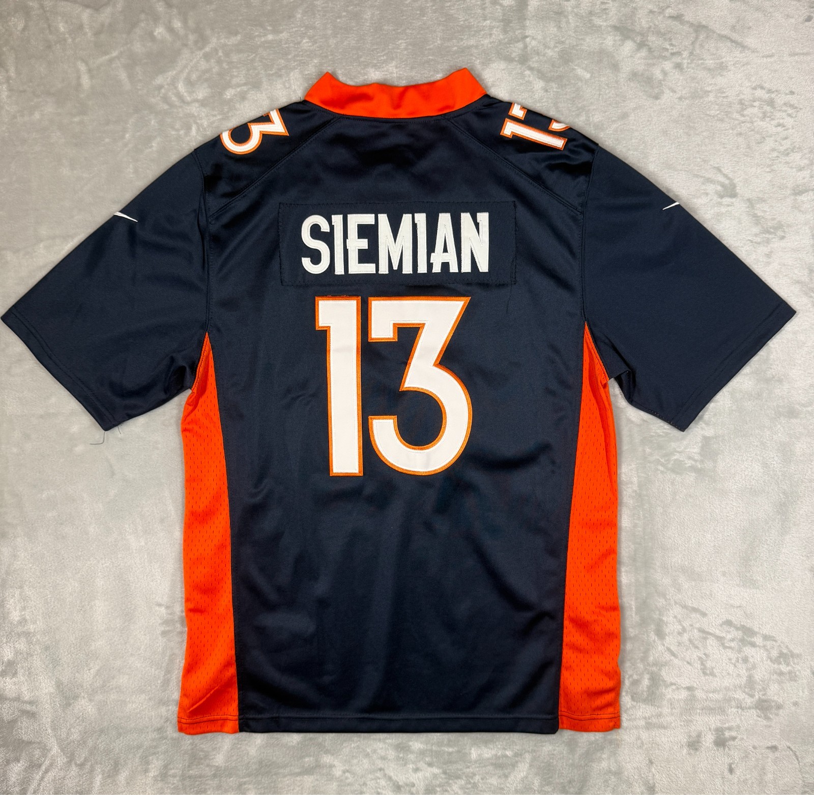 Nike Denver Broncos Trevor Siemian #13 On Field NFL Jersey Mens M Orange Blue