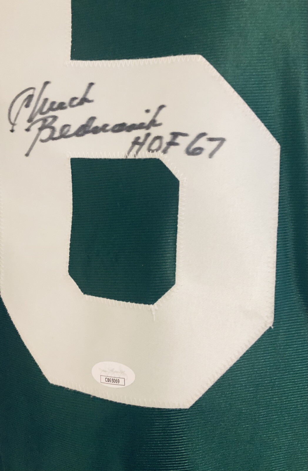 Chuck Bednarik Philadelphia Eagles Autographed Jersey JSA COA / HOF SCRIPT