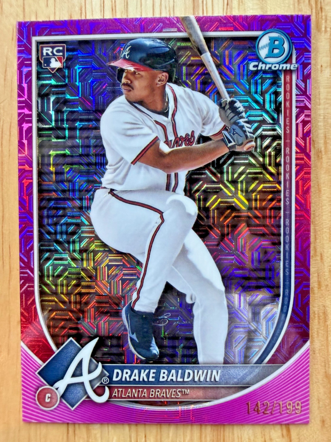 2025 Bowman Chrome – Drake Baldwin #75 Pink Mojo Refractor /199 (RC)