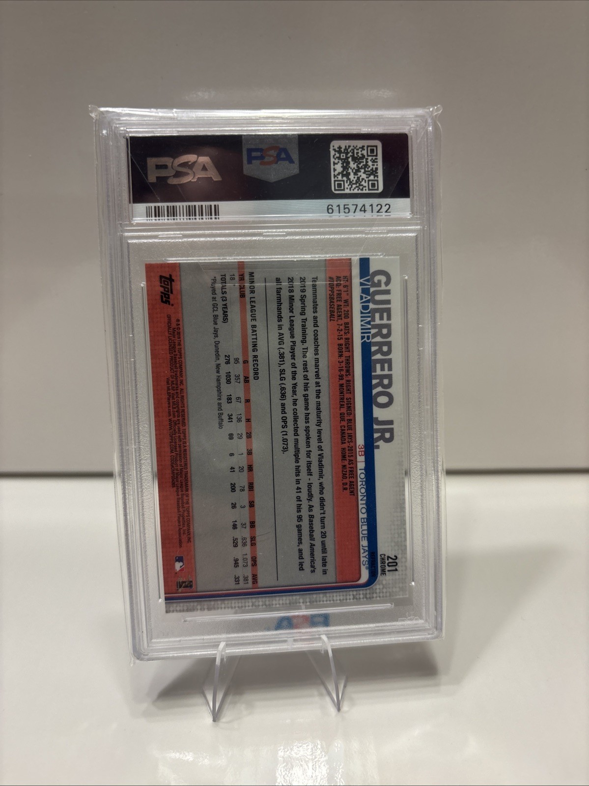 🔥2019 Topps Chrome Refractor #201 Vladimir Guerrero Jr RC Rookie PSA 10🔥