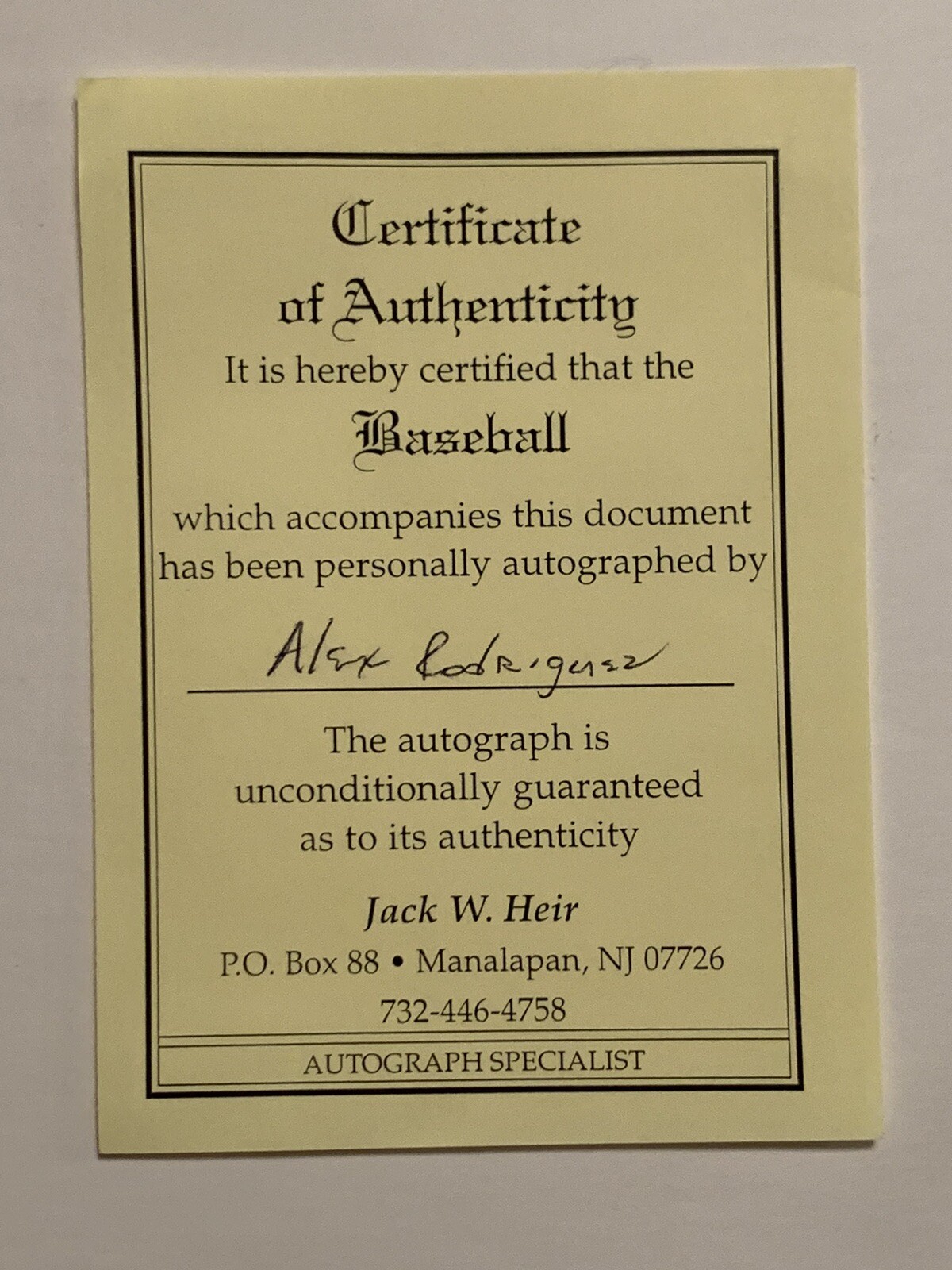 Alex Rodriquez Autographed AL Baseball • COA • Comes With A 100% Money Back •