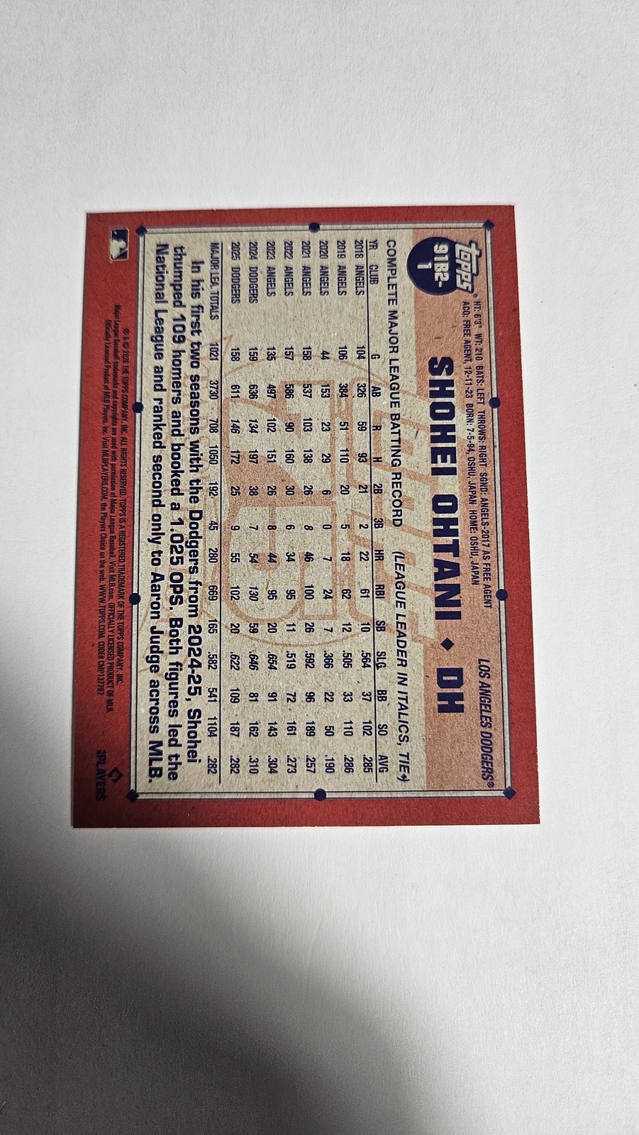 2026 Topps #91B2-1 Shohei Ohtani 1991 Topps Baseball Silver Crackle