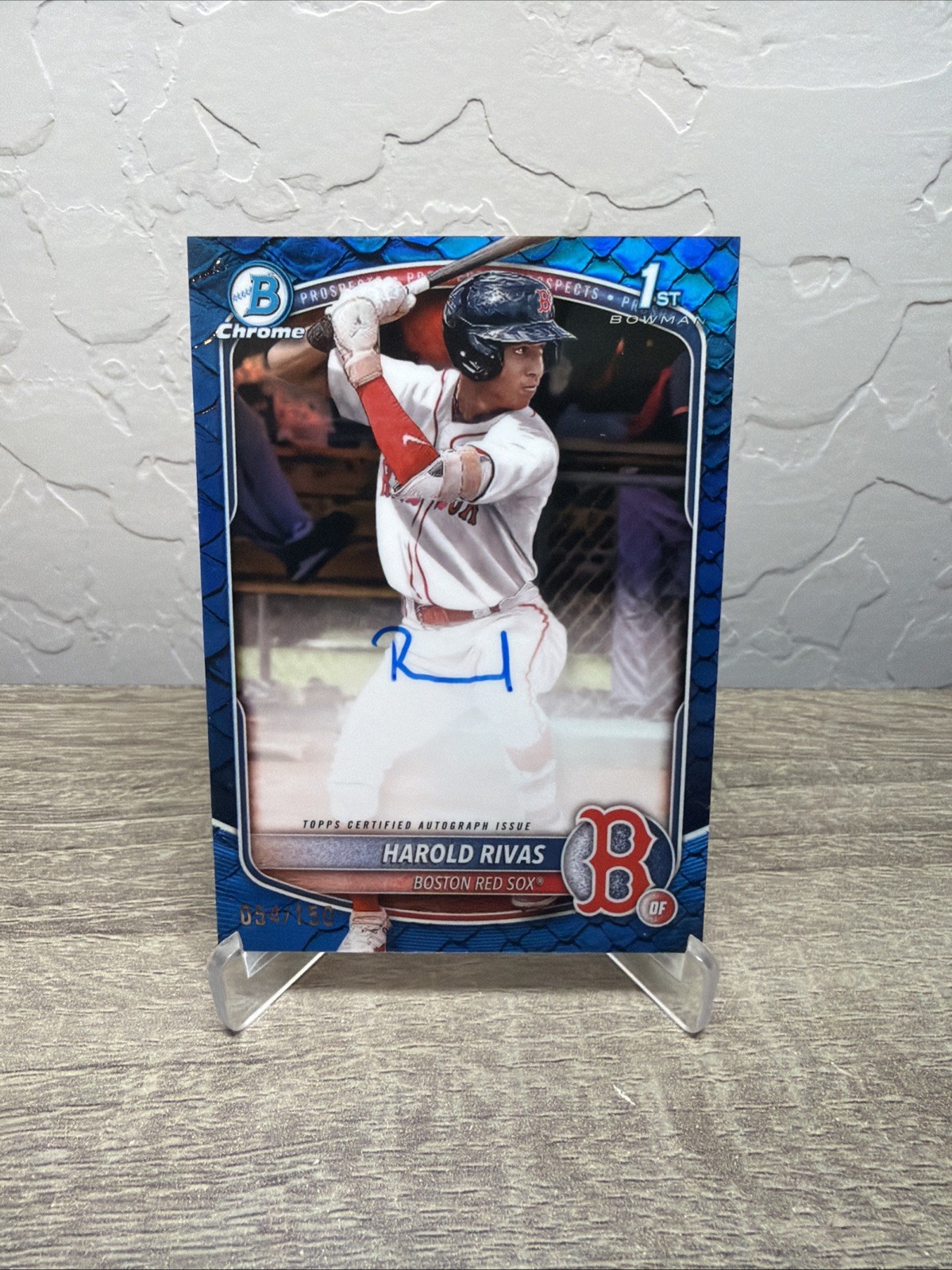 2025 Bowman Chrome Harold Rivas Blue Reptilian Auto /150 #CPA-HR Red Sox