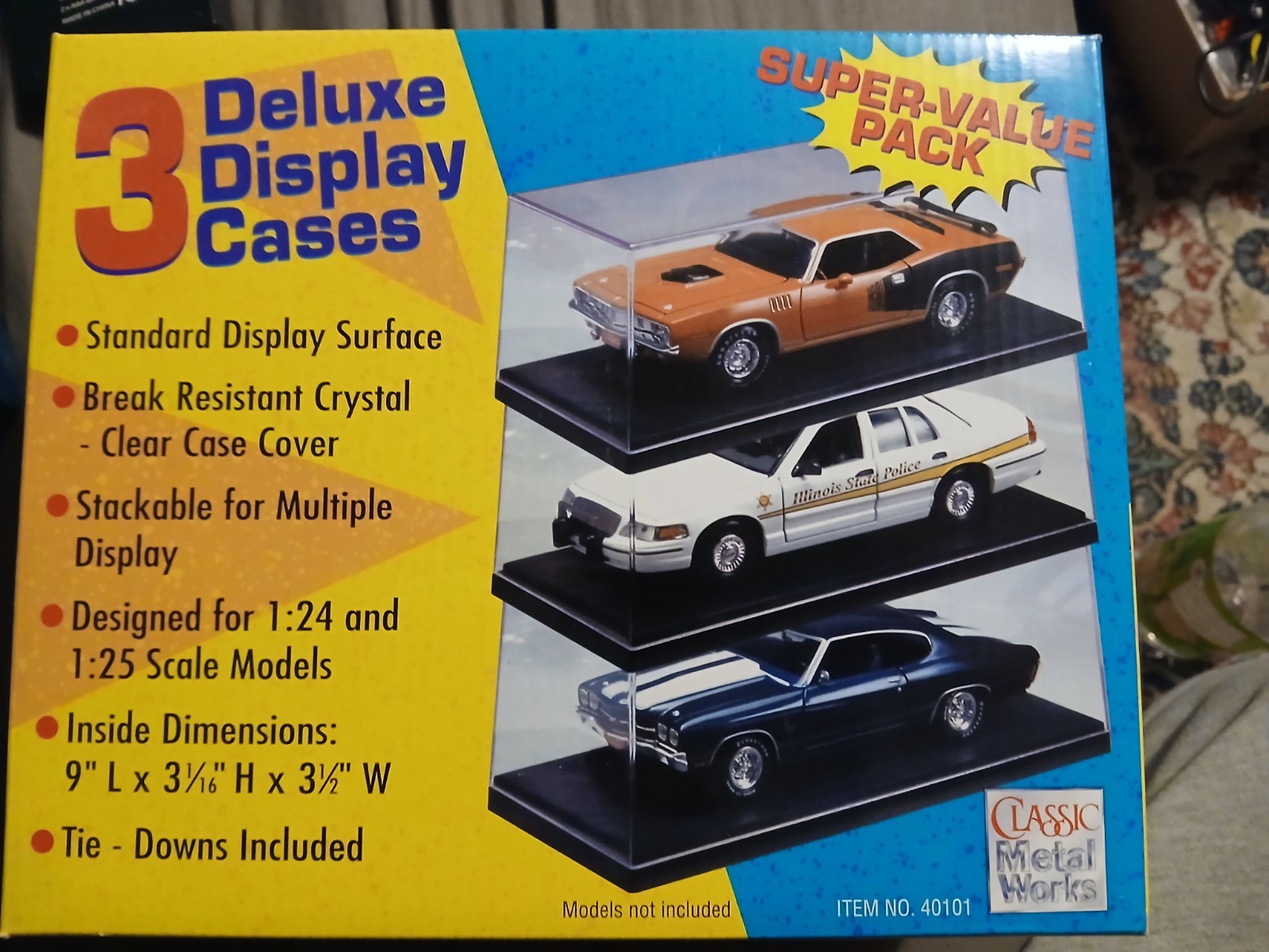3 Diecast car Deluxe Display Case Super-Value Pack fits 1:24 & 1:25 3 cases!!