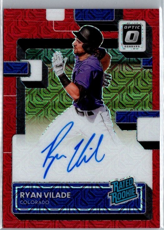 2022 Panini Donruss Optic Ryan Vilade Rated Rookie Red Mojo Prizm Auto RC #/99