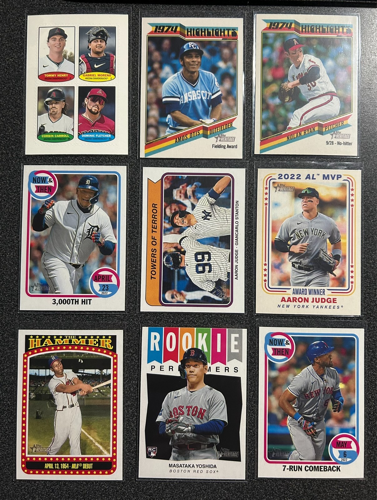 2023 Topps Heritage High Inserts Pick ‘Em Stamps Highlights Combo Awards Hammer