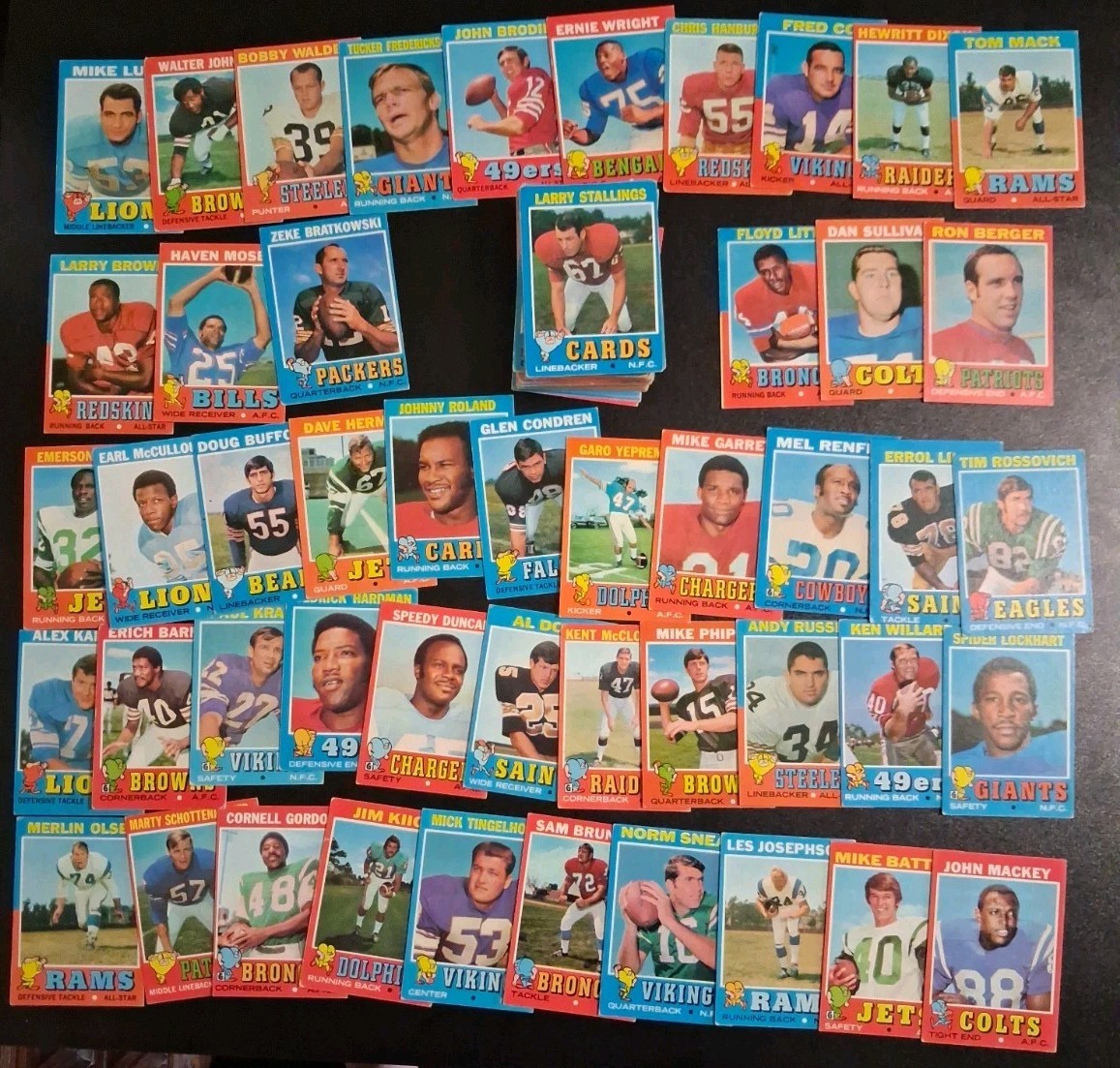 1971 Topps Football Starter – 119 Different – W/ Alex Karras and Merlin Olsen
