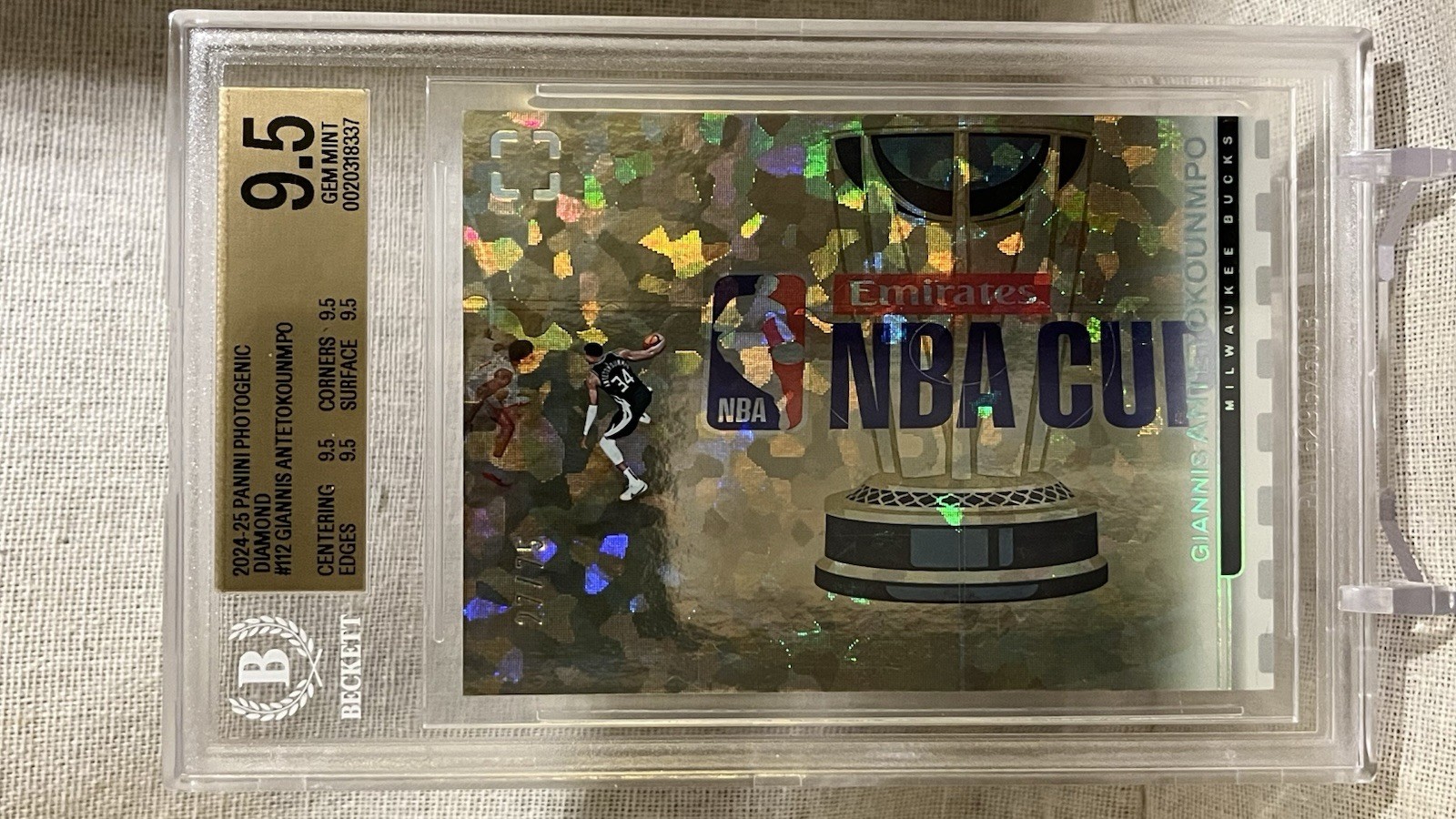 2024-25 Panini Photogenic Giannis Antetokounmpo Diamond 27/75 – BGS 9.5 Gem Mint