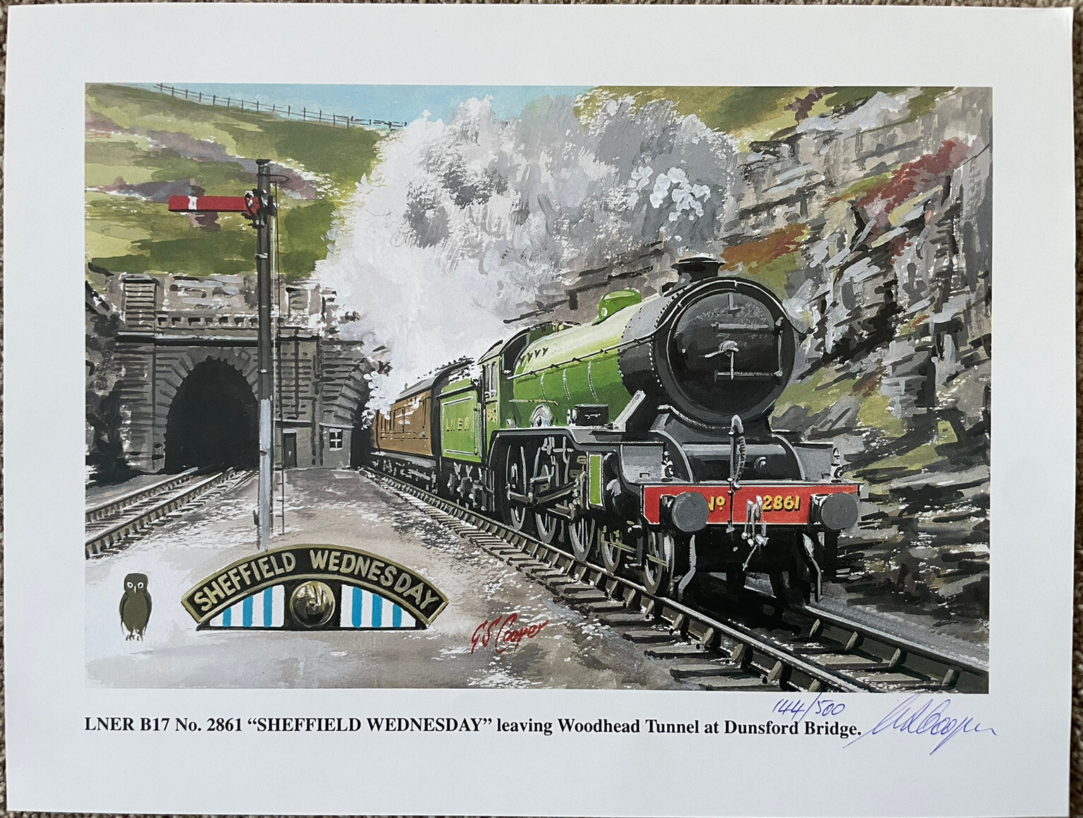 Sheffield Wednesday LNER Limited Edition Print Signed By Artist 33cm x 26cm