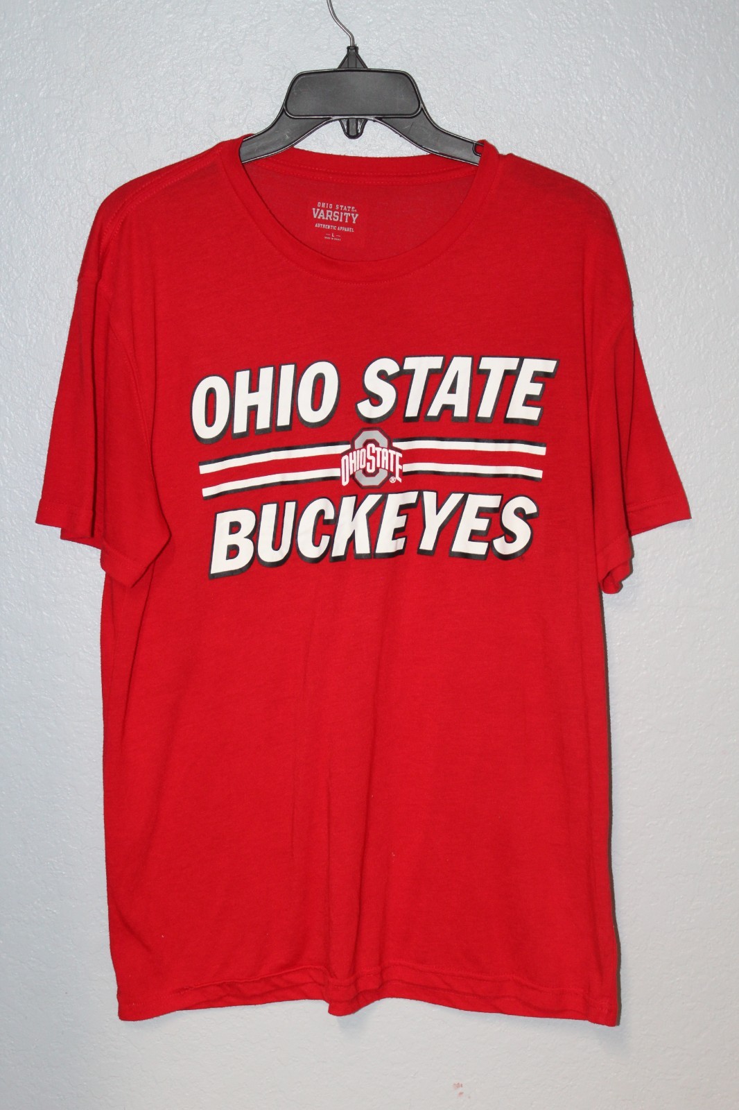 Ohio State Varsity Authentic Apparel T-Shirt Men LARGE Polyester Rayon Blend