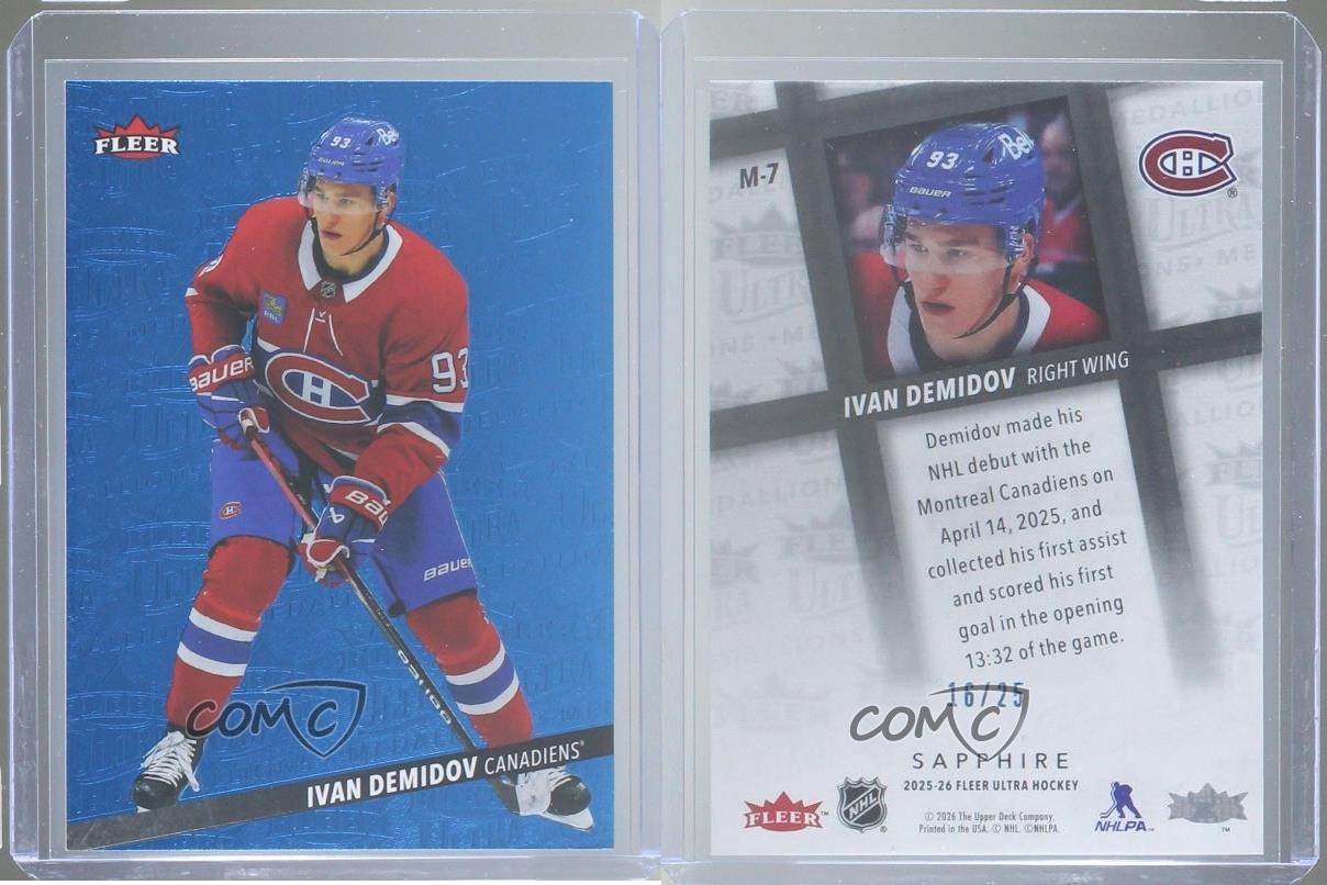 2025 Fleer Ultra Medallions Sapphire Blue 16/25 Ivan Demidov #M-7 Rookie RC 1r7x