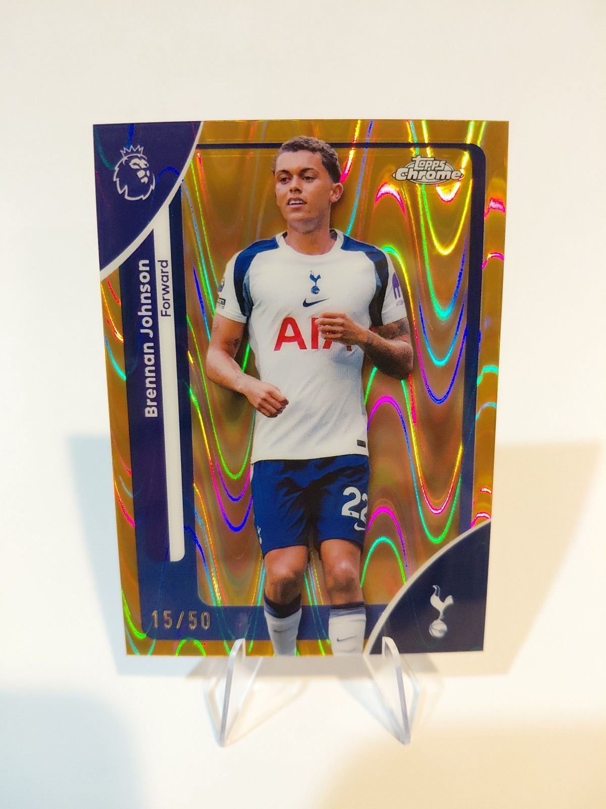 2026 Topps Premier League – Brennan Johnson GOLD /50 RAYWAVE REFRACTOR – Spurs