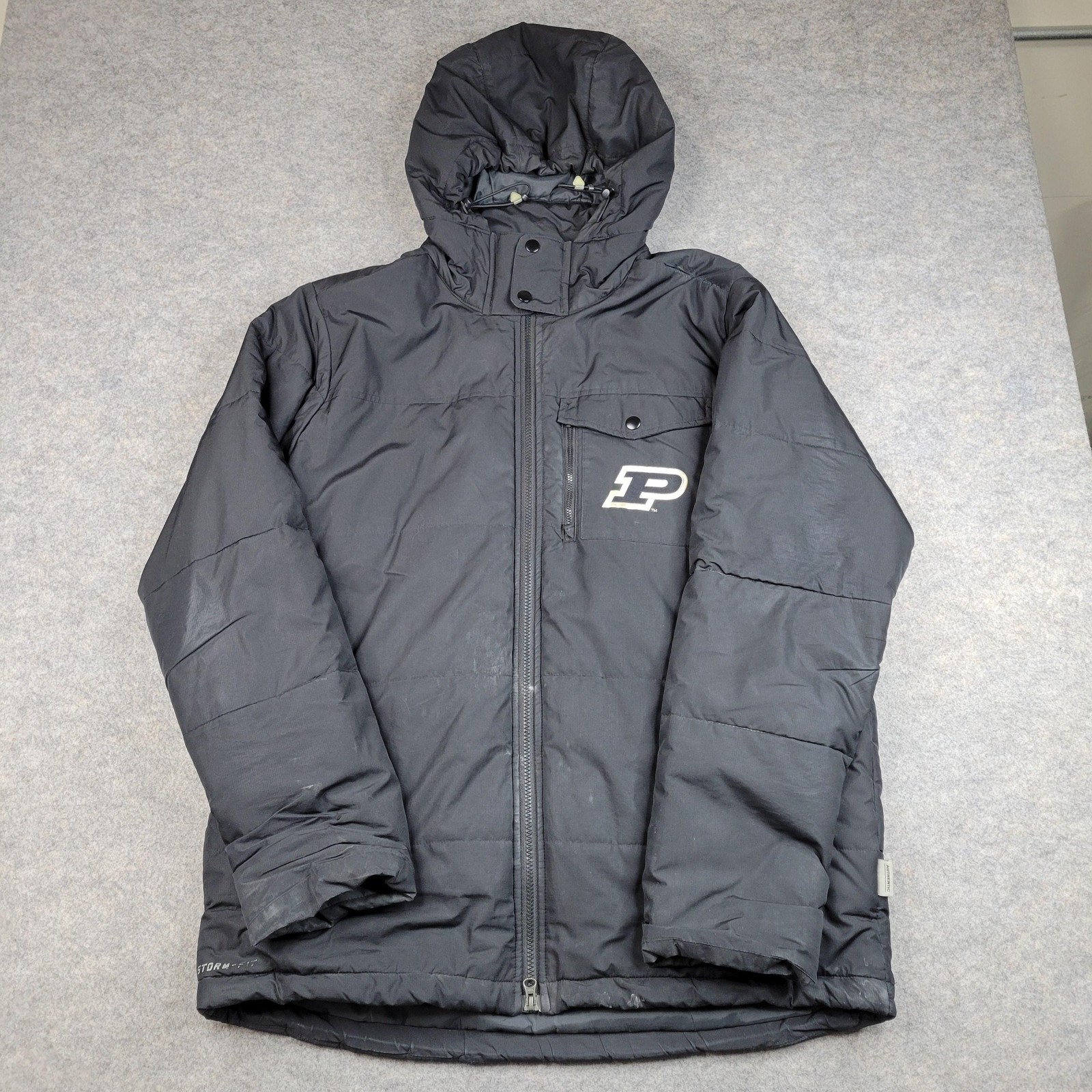 Purdue Boilermakers Jacket Men Large NCAA Nike Storm-Fit Coat Puffer Winter Hood