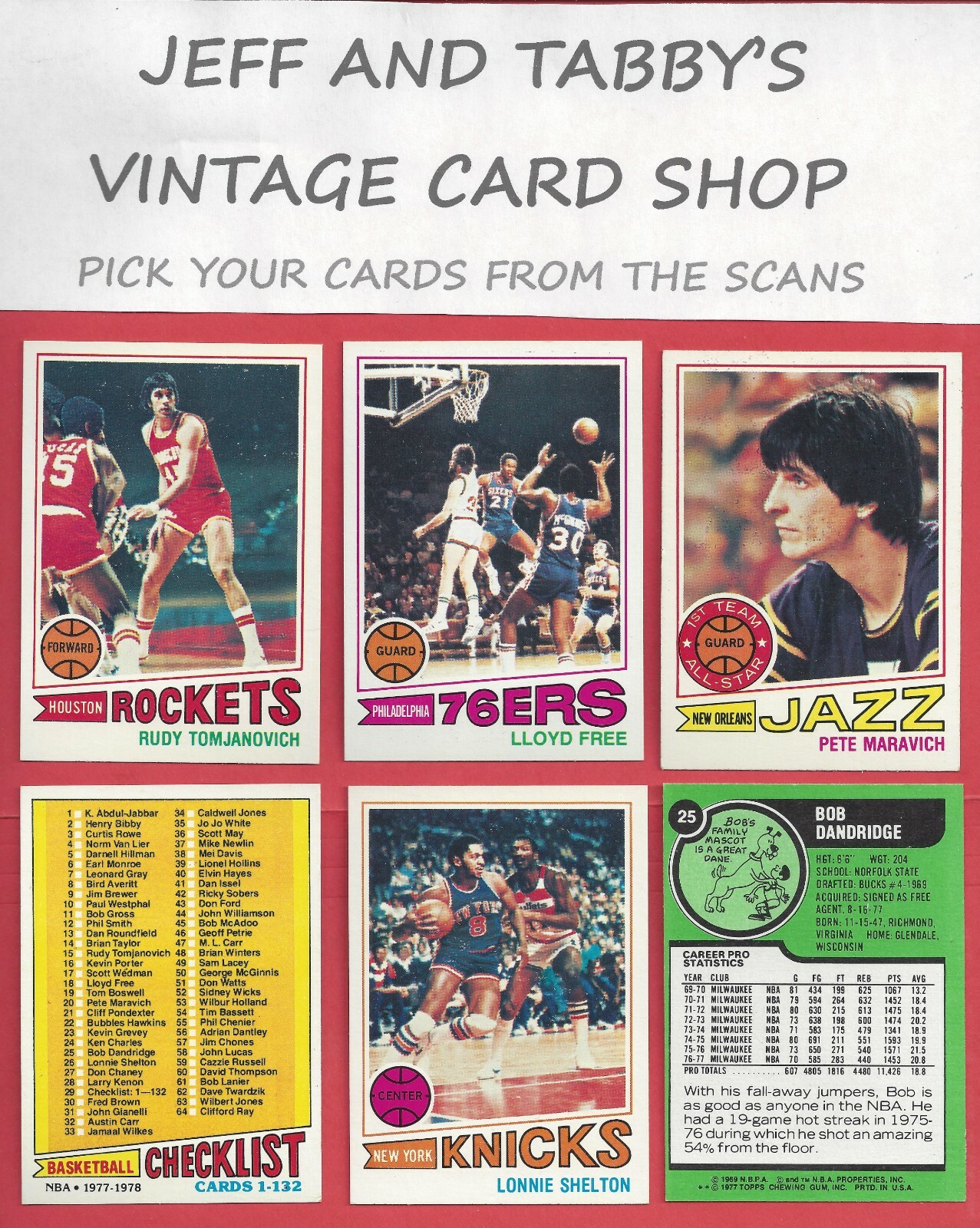 1977-78 TOPPS BASKETBALL 1 TO 132 / SEE DROP DOWN MENU.