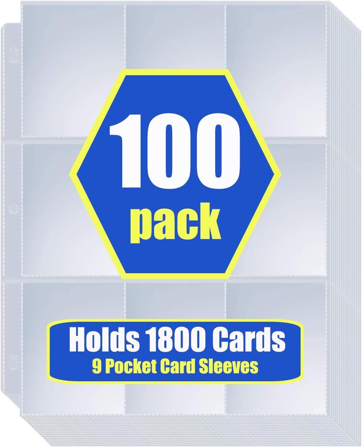 1800 Pocket Trading Card Album Binder Protector Page Sleeves 100 Sheets Baseball