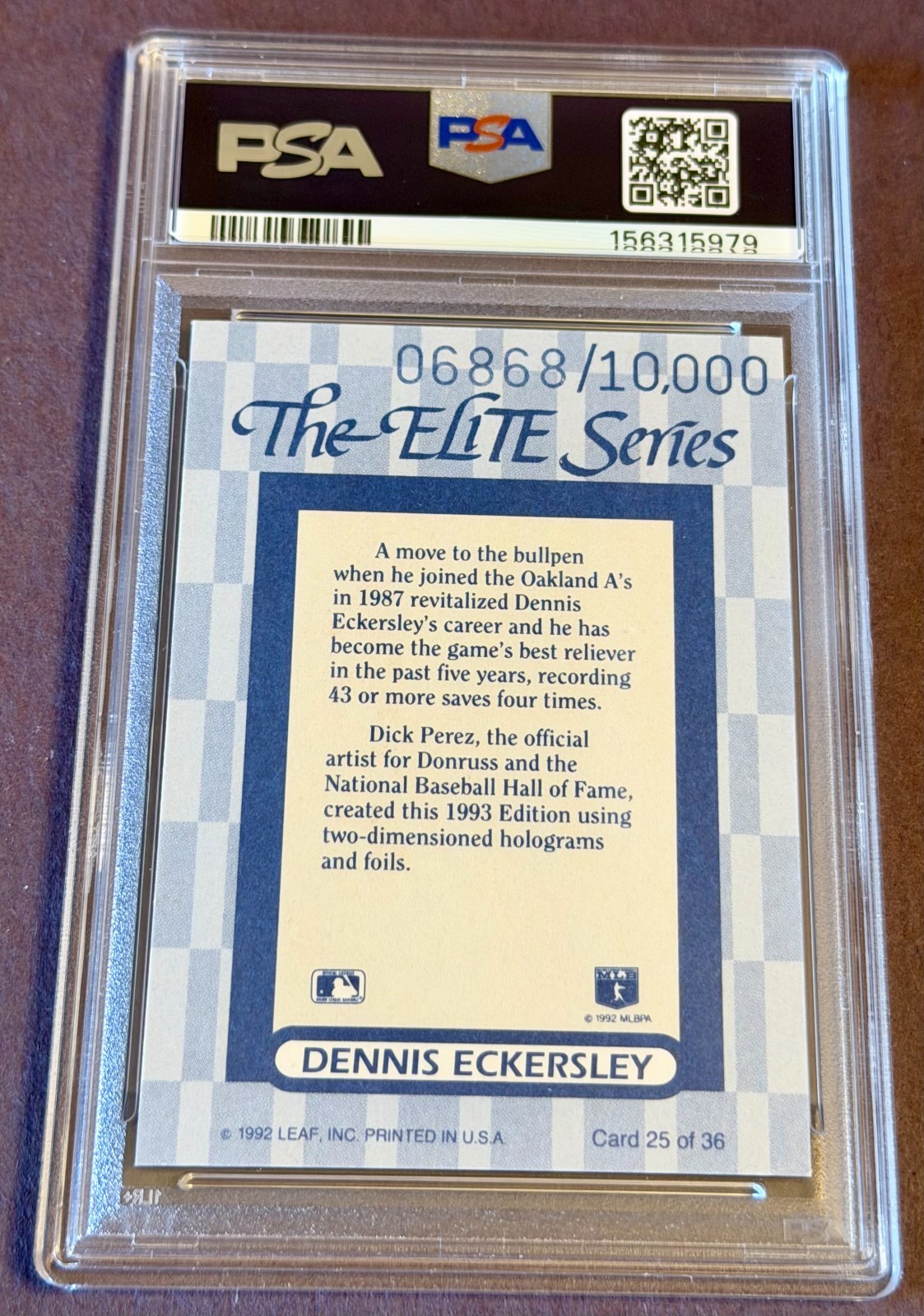 1993 Donruss Elite Series Dennis Eckersley # 06868/10000 PSA 7