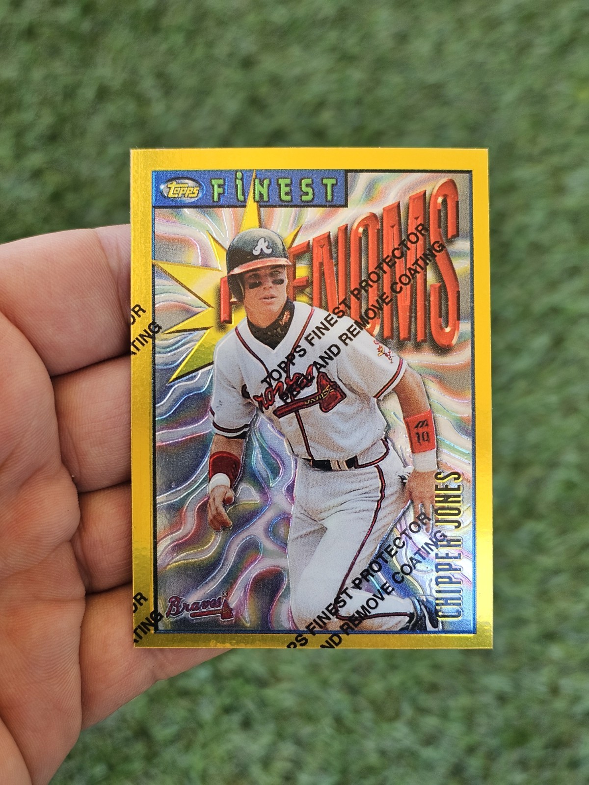 1996 96 Topps Finest Phenoms Chipper Jones GOLD RARE #141 + Protective Coating