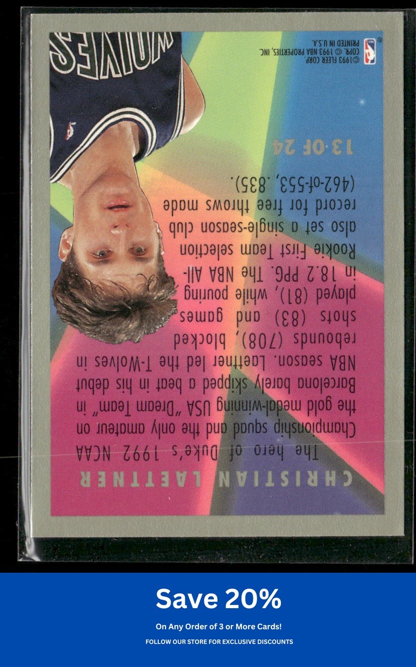 Christian Laettner 1993-94 Fleer #13 Rookie Sensations Timberwolves BD1