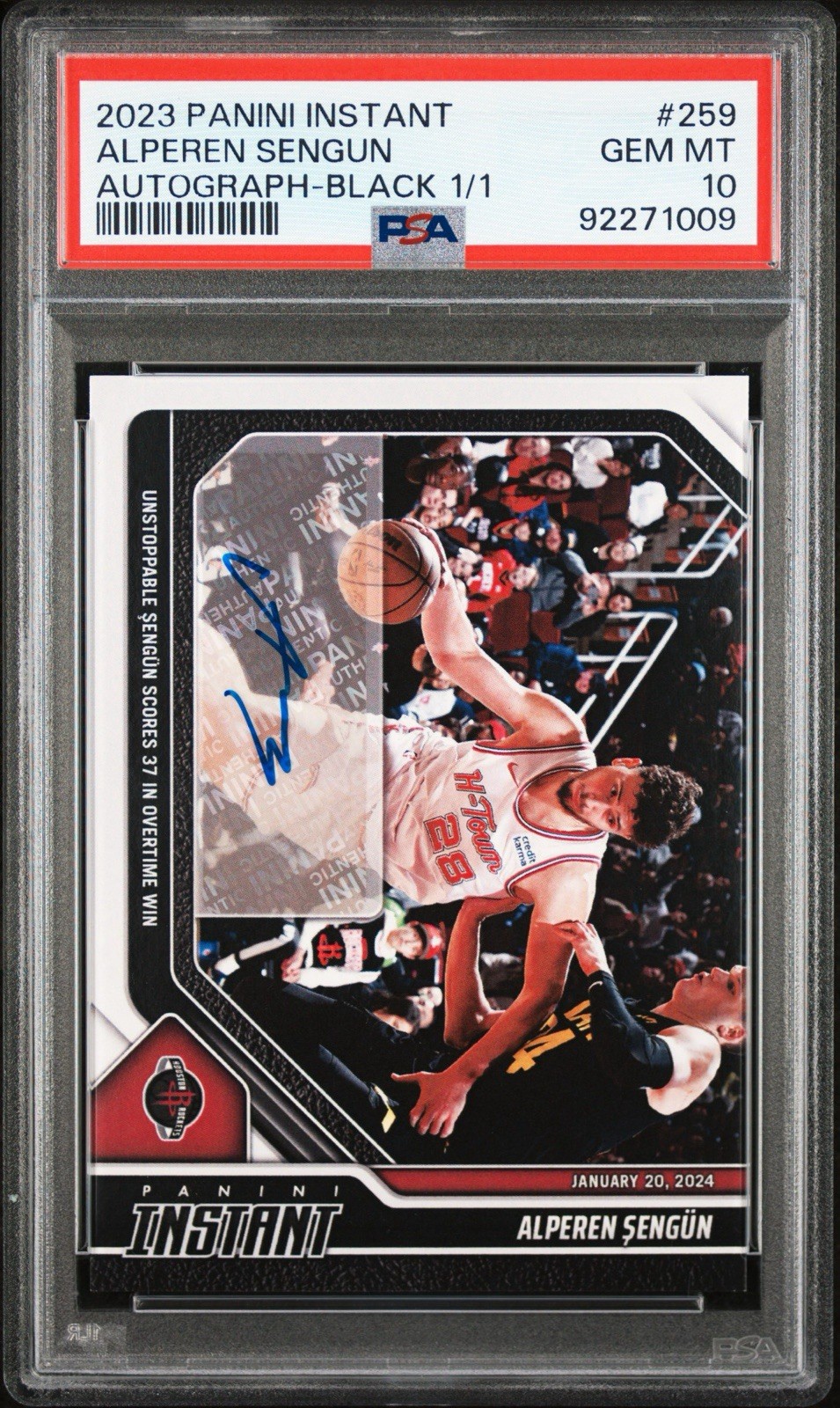 2023 Panini Instant Alperen Sengun BLACK 1/1 Autograph PSA 10 – Houston Rockets