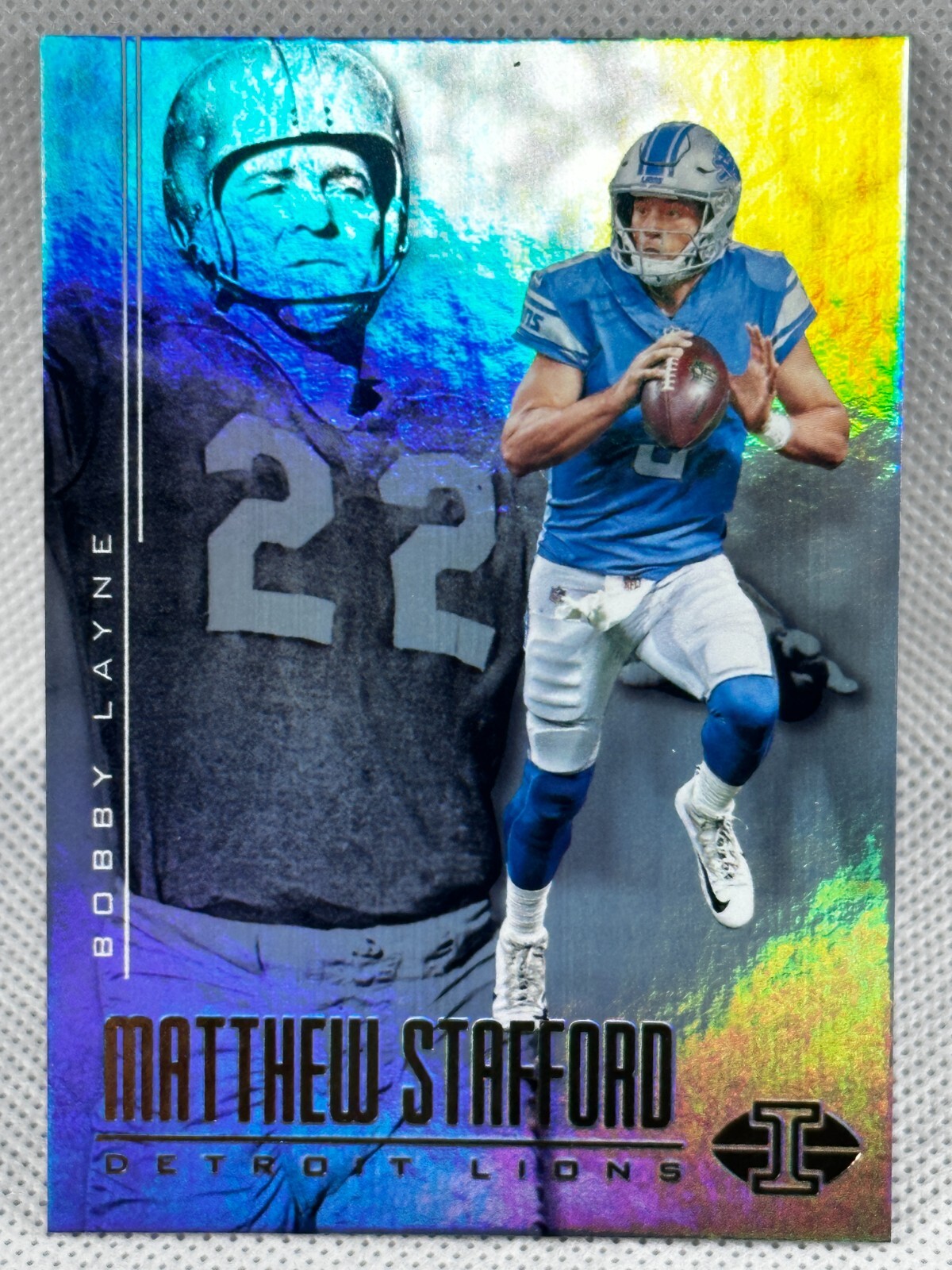 2017 Panini Illusions 30 Bobby Layne Matthew Stafford Detroit Lions Card