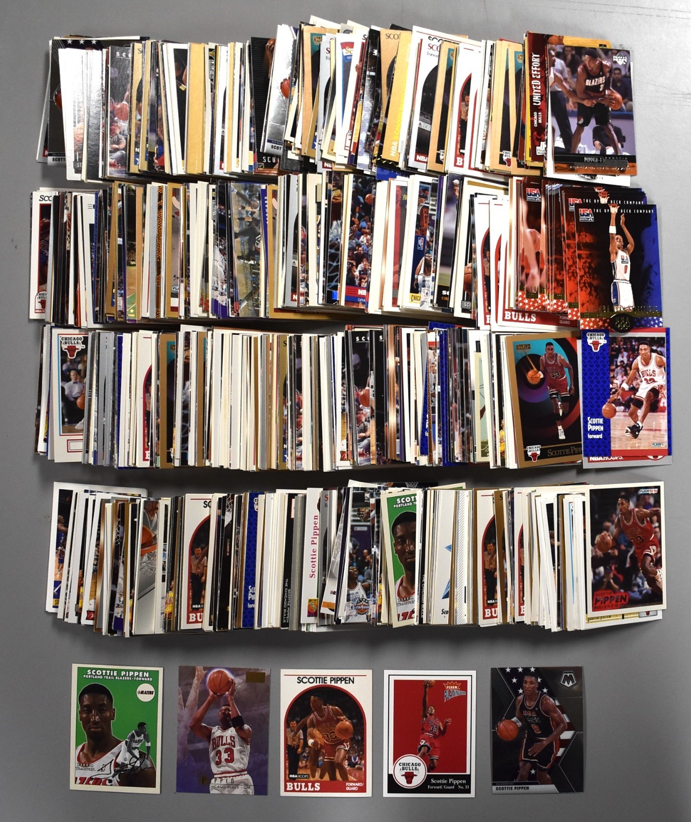 Lot Of (1,360) Scottie Pippen Premium Base Cards Bulls Trail Blazers Rockets